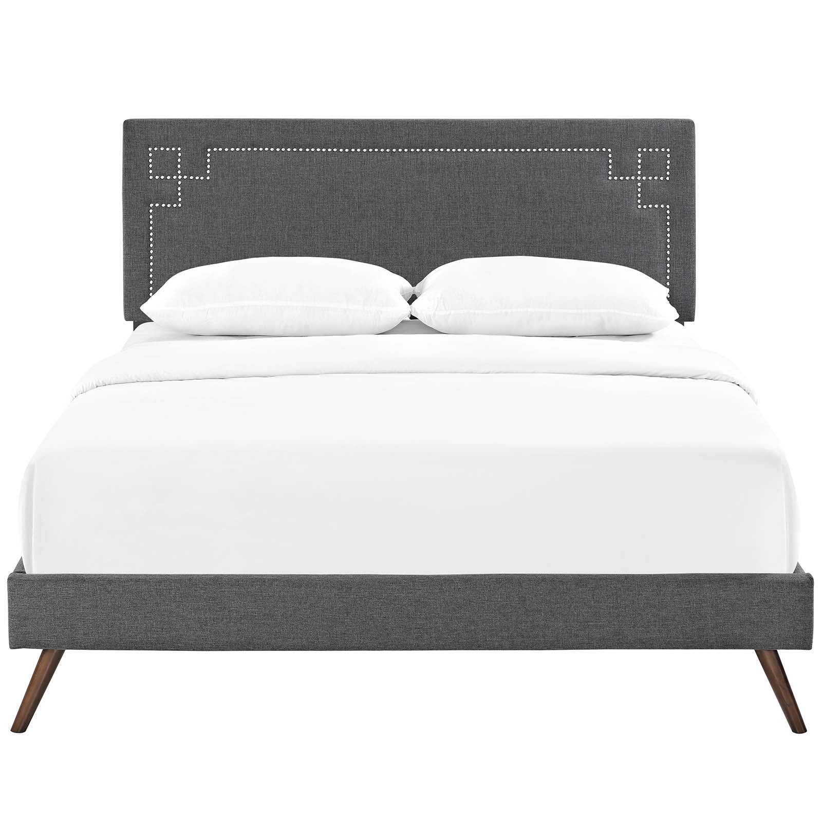 Ruthie Fabric Platform Bed with Round Splayed Legs-Bed-Modway-Wall2Wall Furnishings