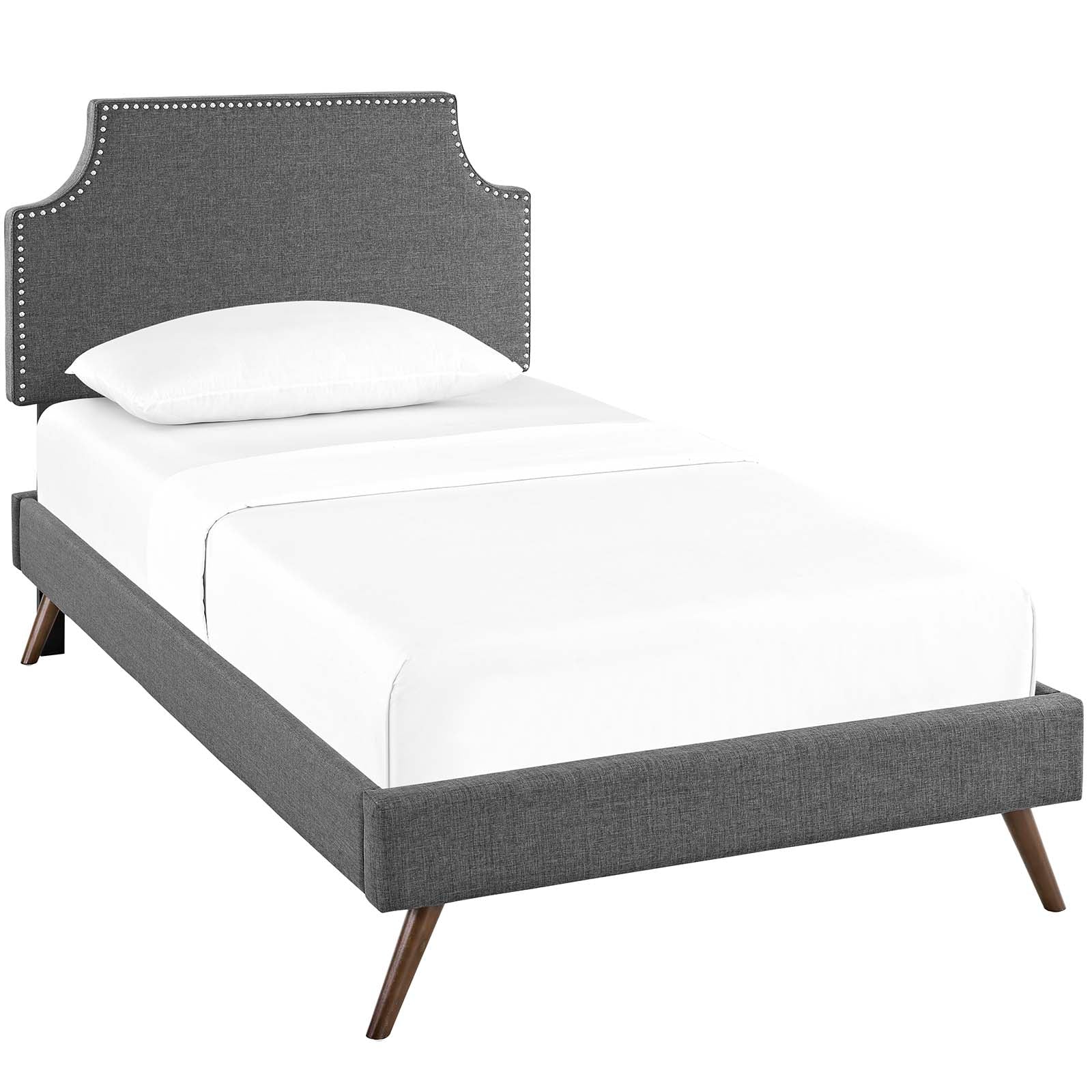 Corene Fabric Platform Bed with Round Splayed Legs-Bed-Modway-Wall2Wall Furnishings