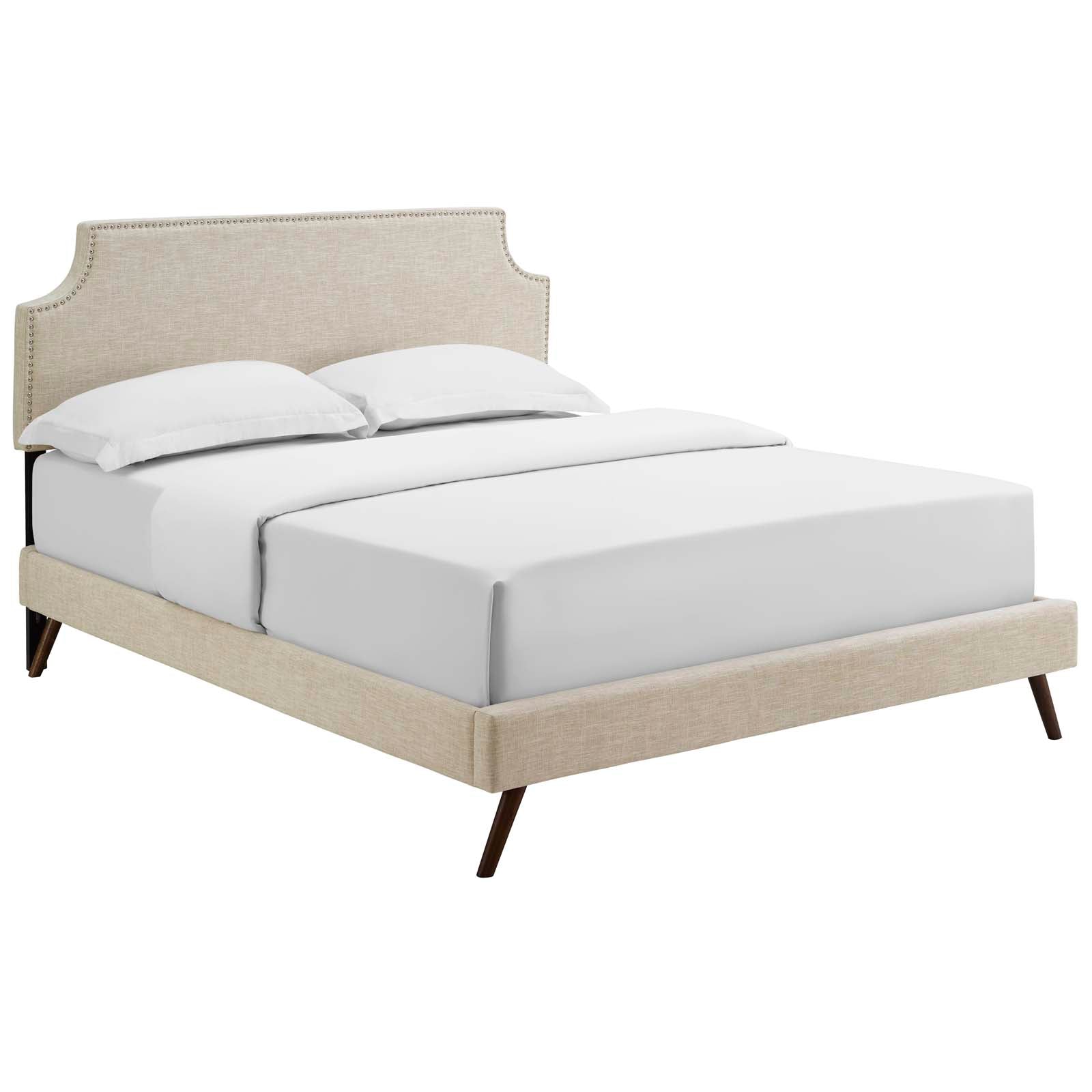 Corene Fabric Platform Bed with Round Splayed Legs-Bed-Modway-Wall2Wall Furnishings
