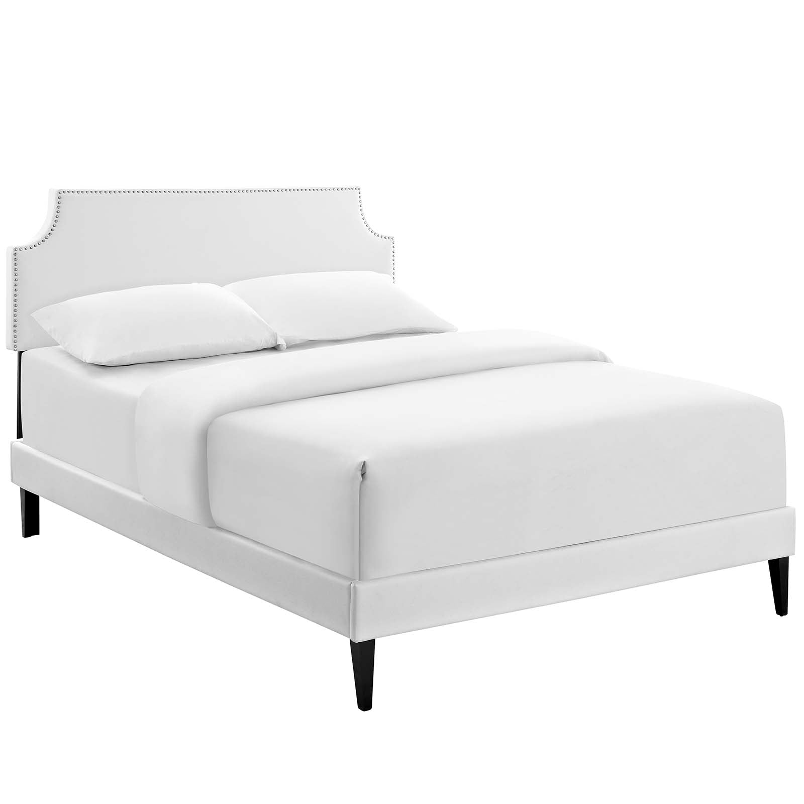 Corene Vinyl Platform Bed with Squared Tapered Legs-Bed-Modway-Wall2Wall Furnishings
