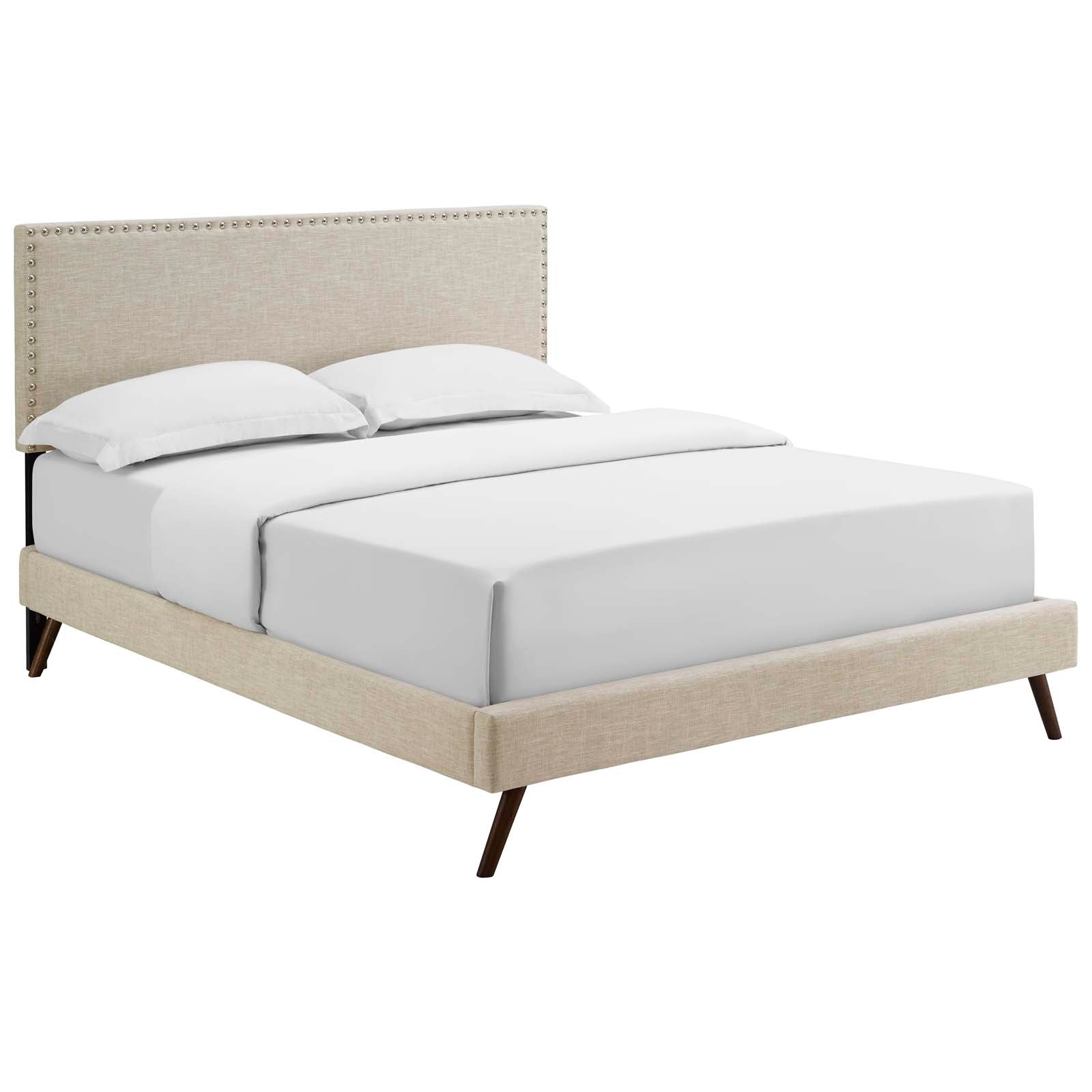 Macie Fabric Platform Bed with Round Splayed Legs-Bed-Modway-Wall2Wall Furnishings