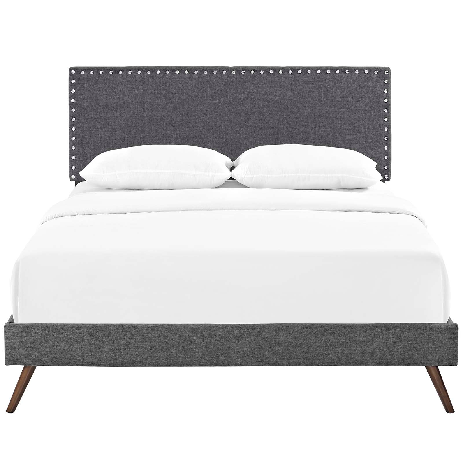 Macie Fabric Platform Bed with Round Splayed Legs-Bed-Modway-Wall2Wall Furnishings