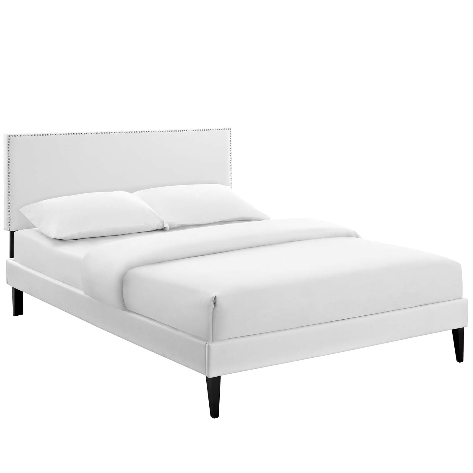 Macie Vinyl Platform Bed with Squared Tapered Legs-Bed-Modway-Wall2Wall Furnishings