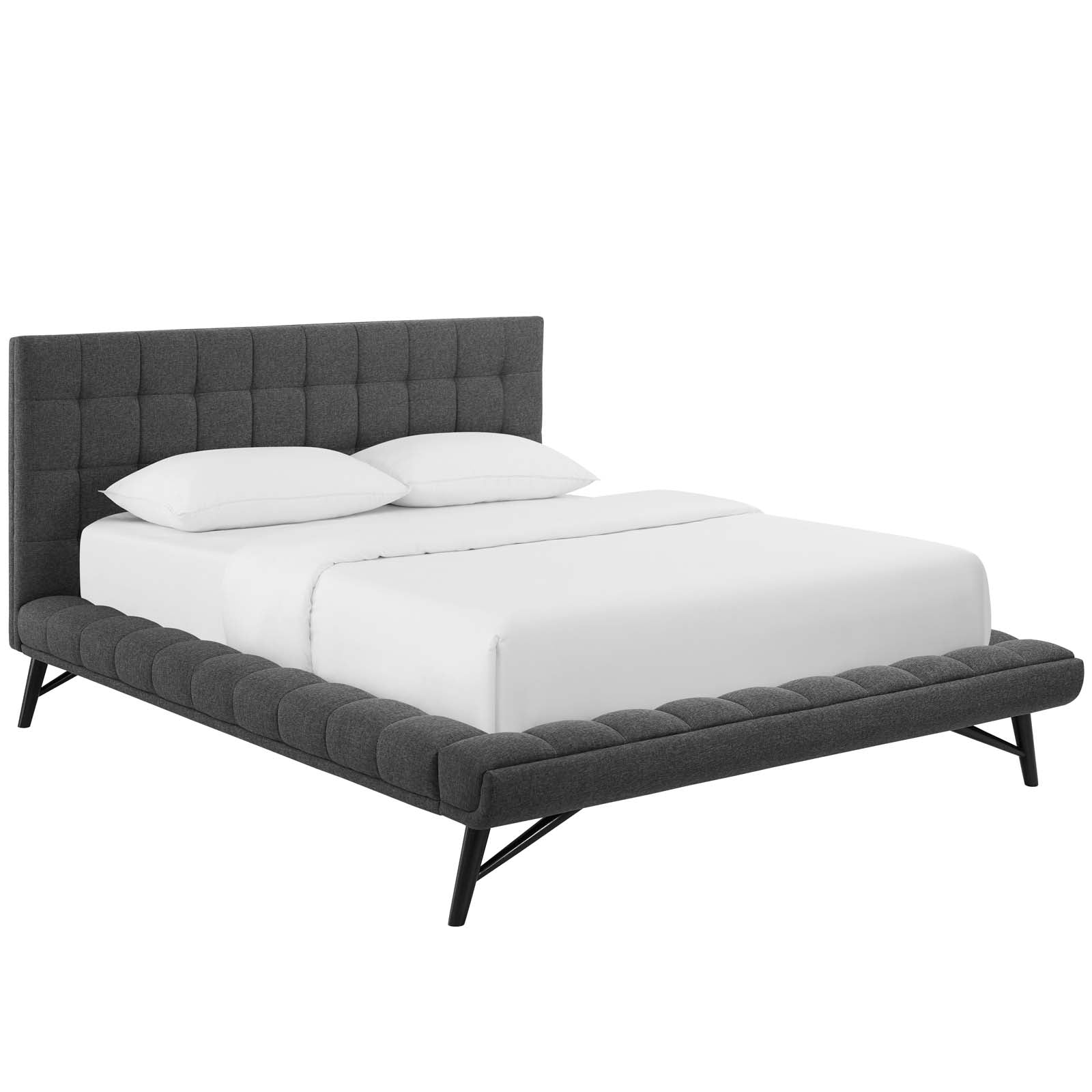 Julia Biscuit Tufted Upholstered Fabric Platform Bed-Bed-Modway-Wall2Wall Furnishings