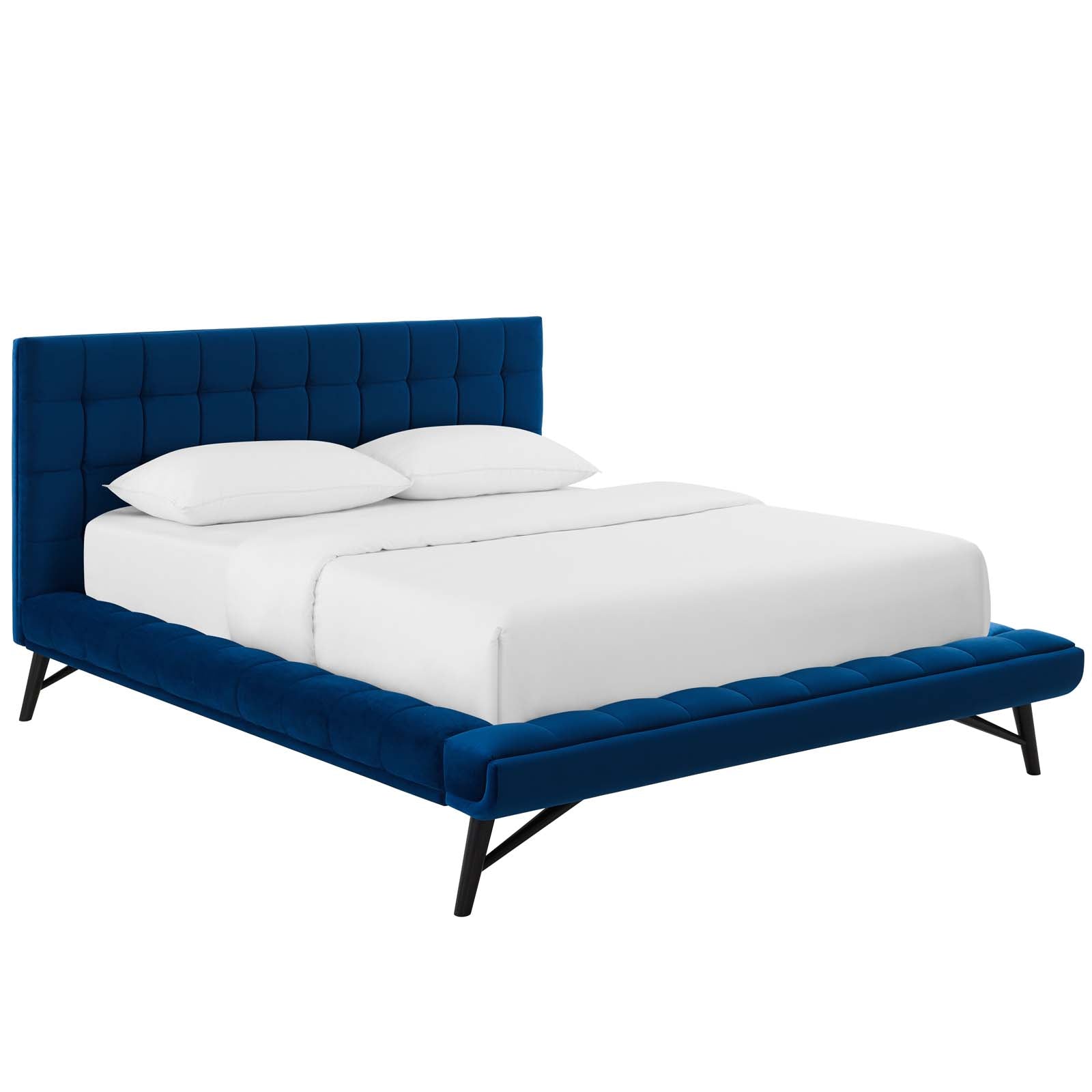 Julia Biscuit Tufted Performance Velvet Platform Bed-Bed-Modway-Wall2Wall Furnishings