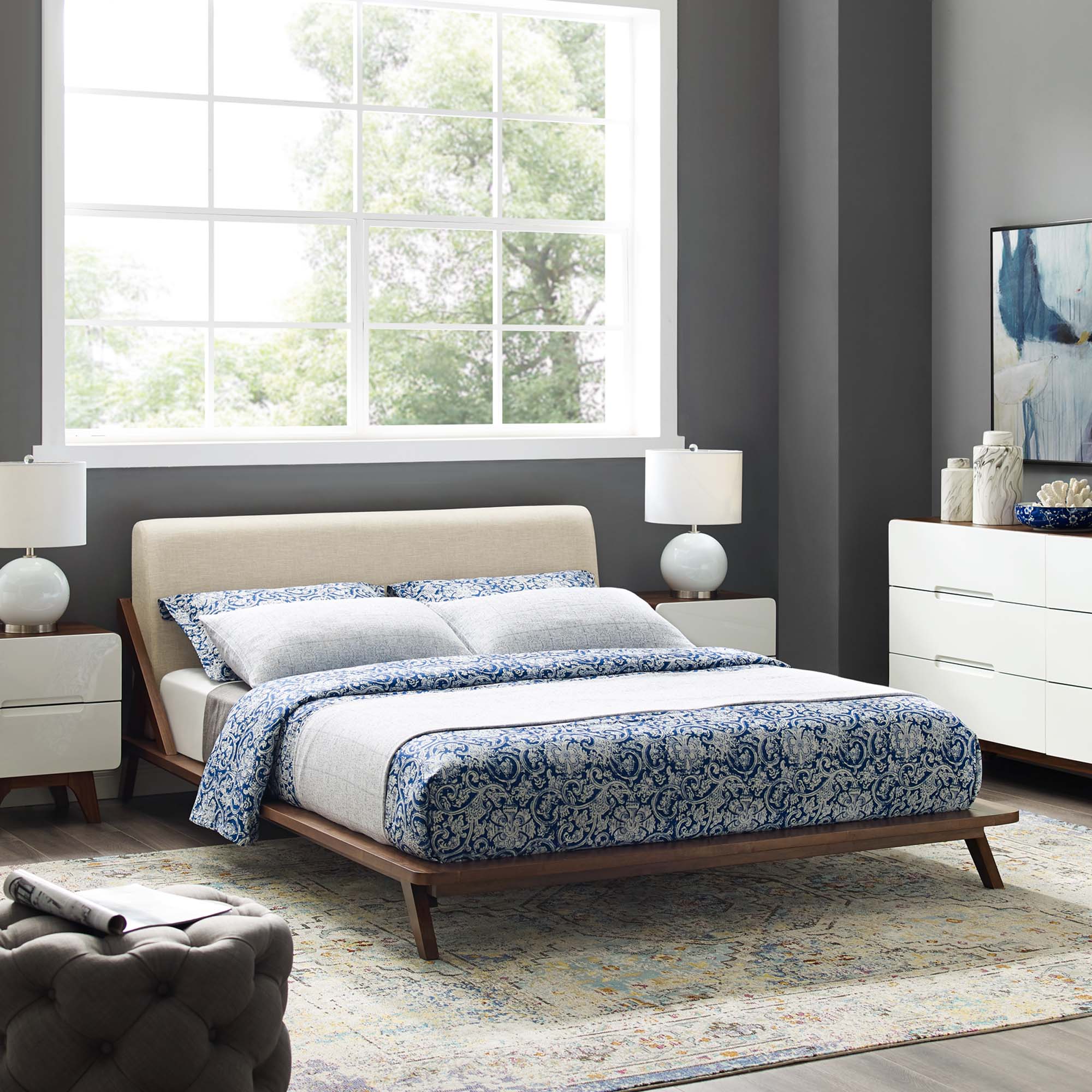 Luella Upholstered Fabric Platform Bed