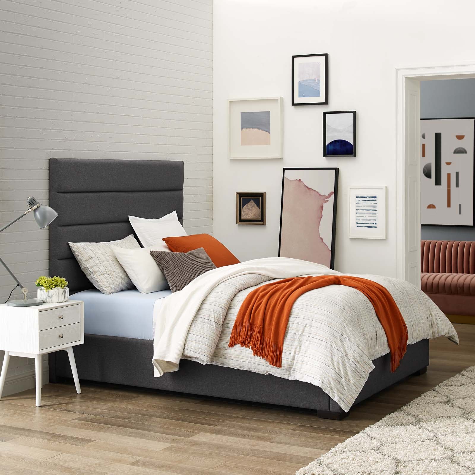Genevieve Upholstered Fabric Platform Bed-Bed-Modway-Wall2Wall Furnishings
