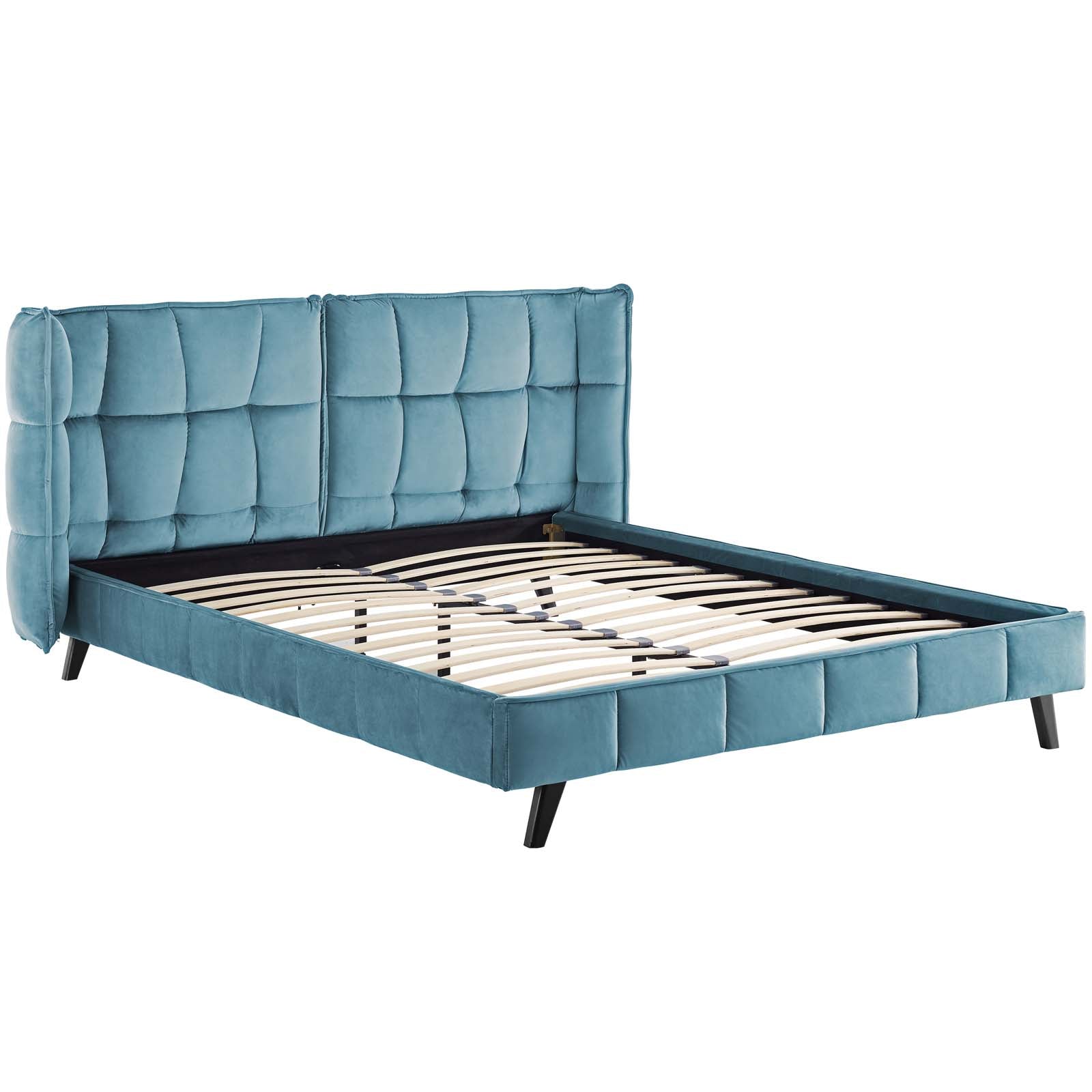 Makenna Upholstered Velvet Platform Bed-Bed-Modway-Wall2Wall Furnishings