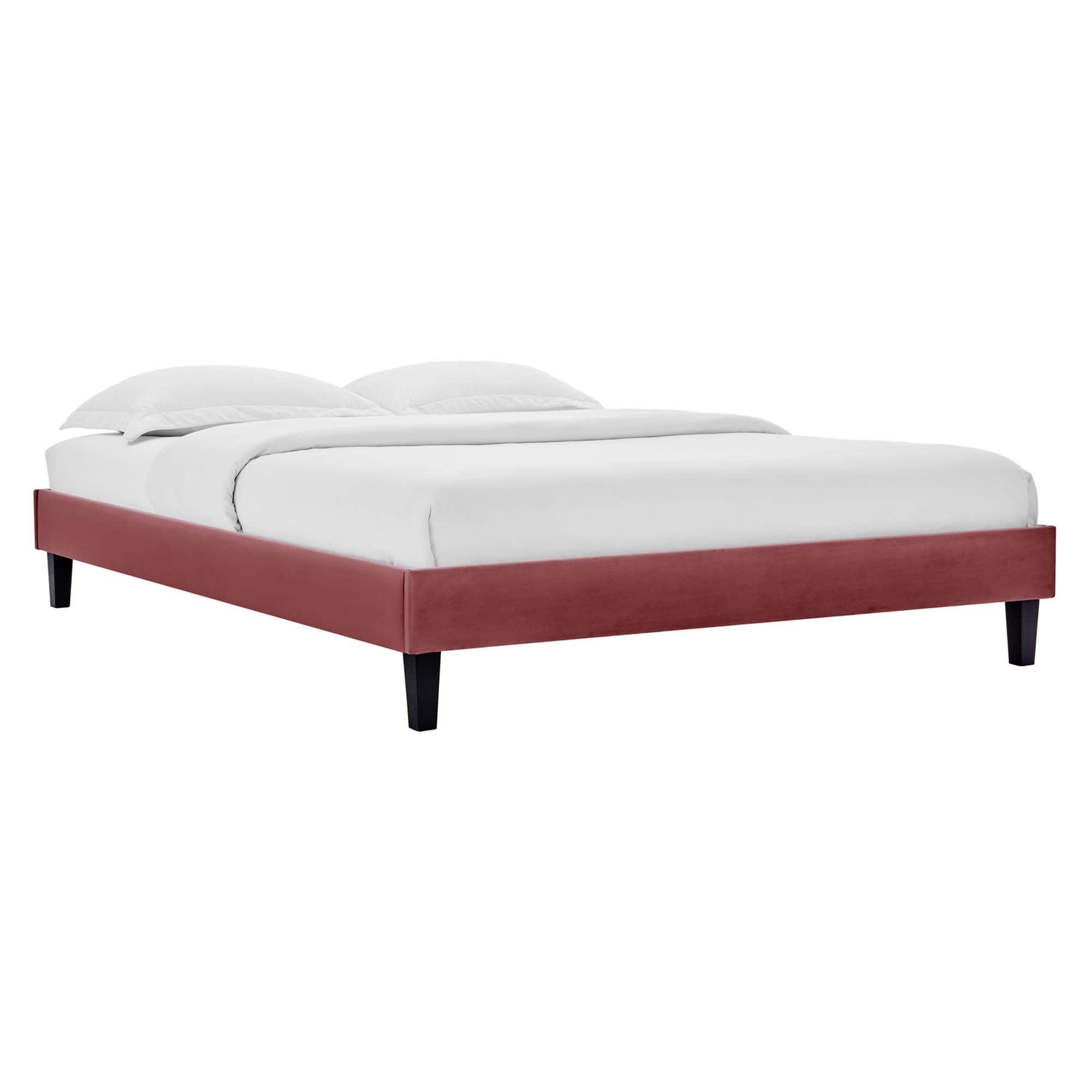Alessi Tapered Wood Leg Performance Velvet Platform Bed