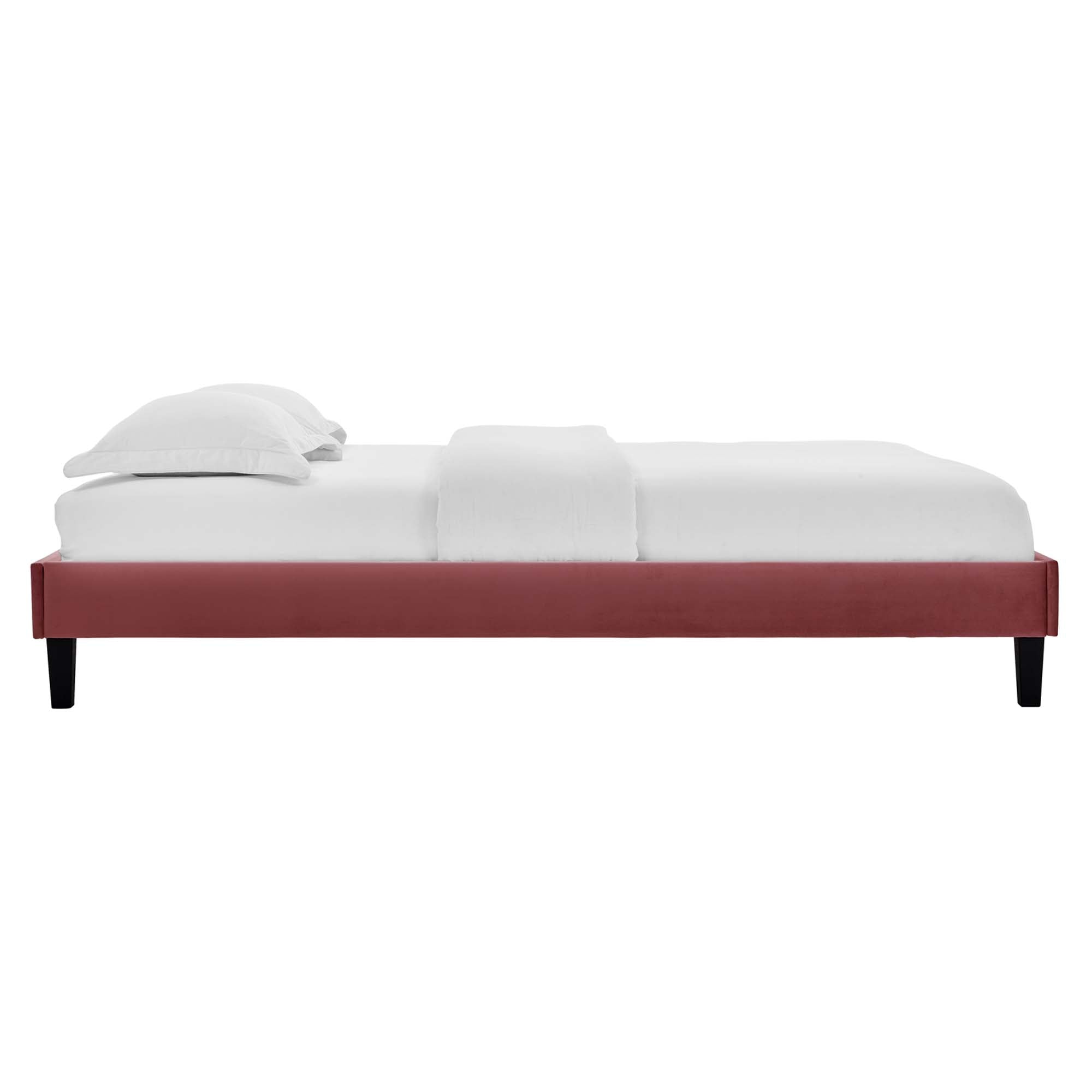 Alessi Tapered Wood Leg Performance Velvet Platform Bed