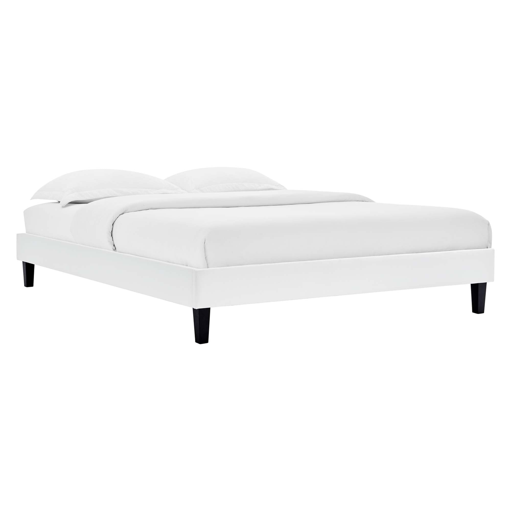 Alessi Tapered Wood Leg Performance Velvet Platform Bed