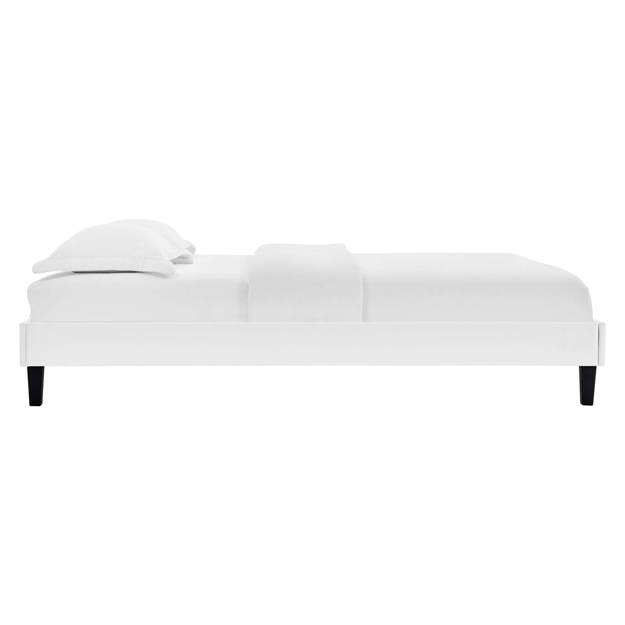 Alessi Tapered Wood Leg Performance Velvet Platform Bed