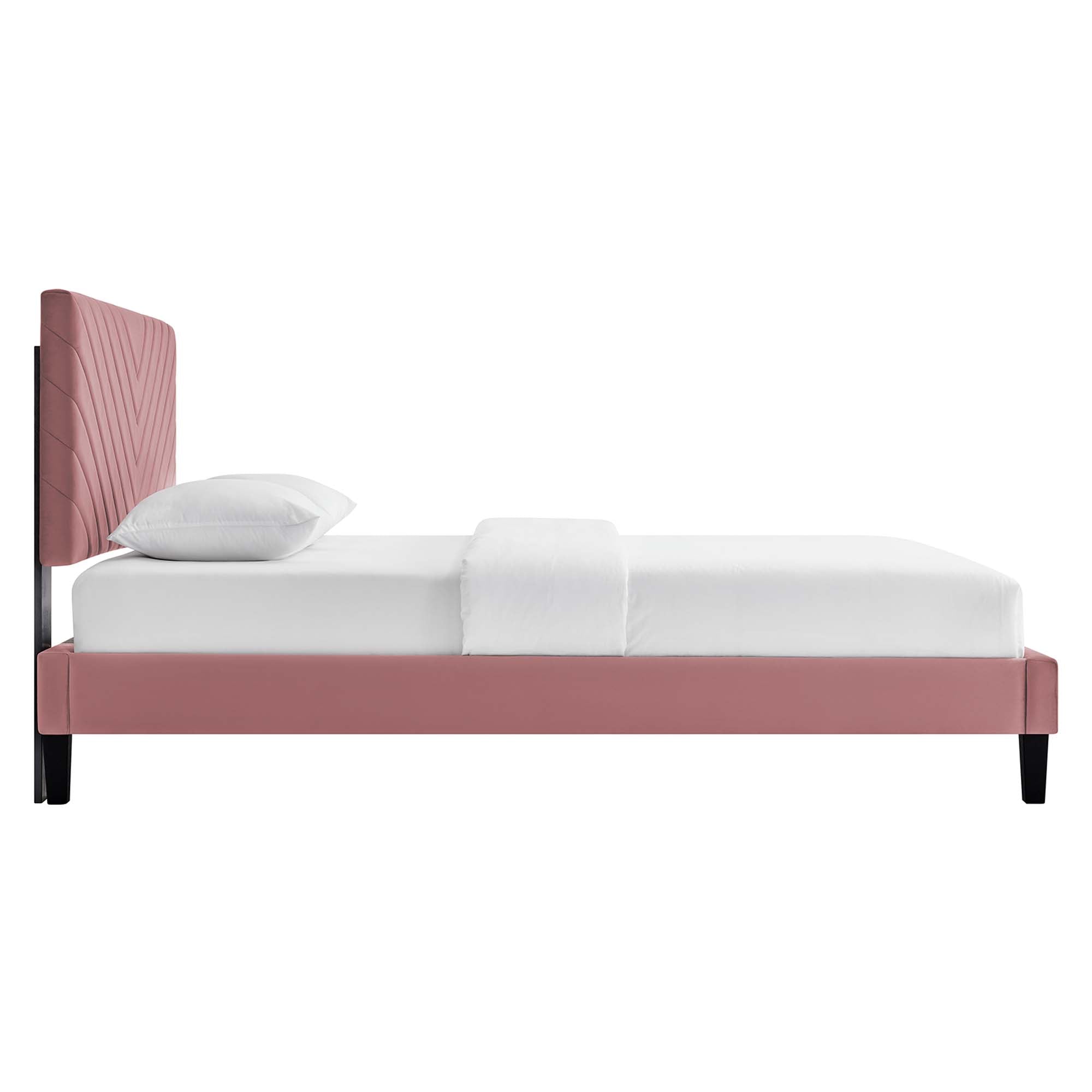 Roxanne Tapered Wood Leg Performance Velvet Platform Bed