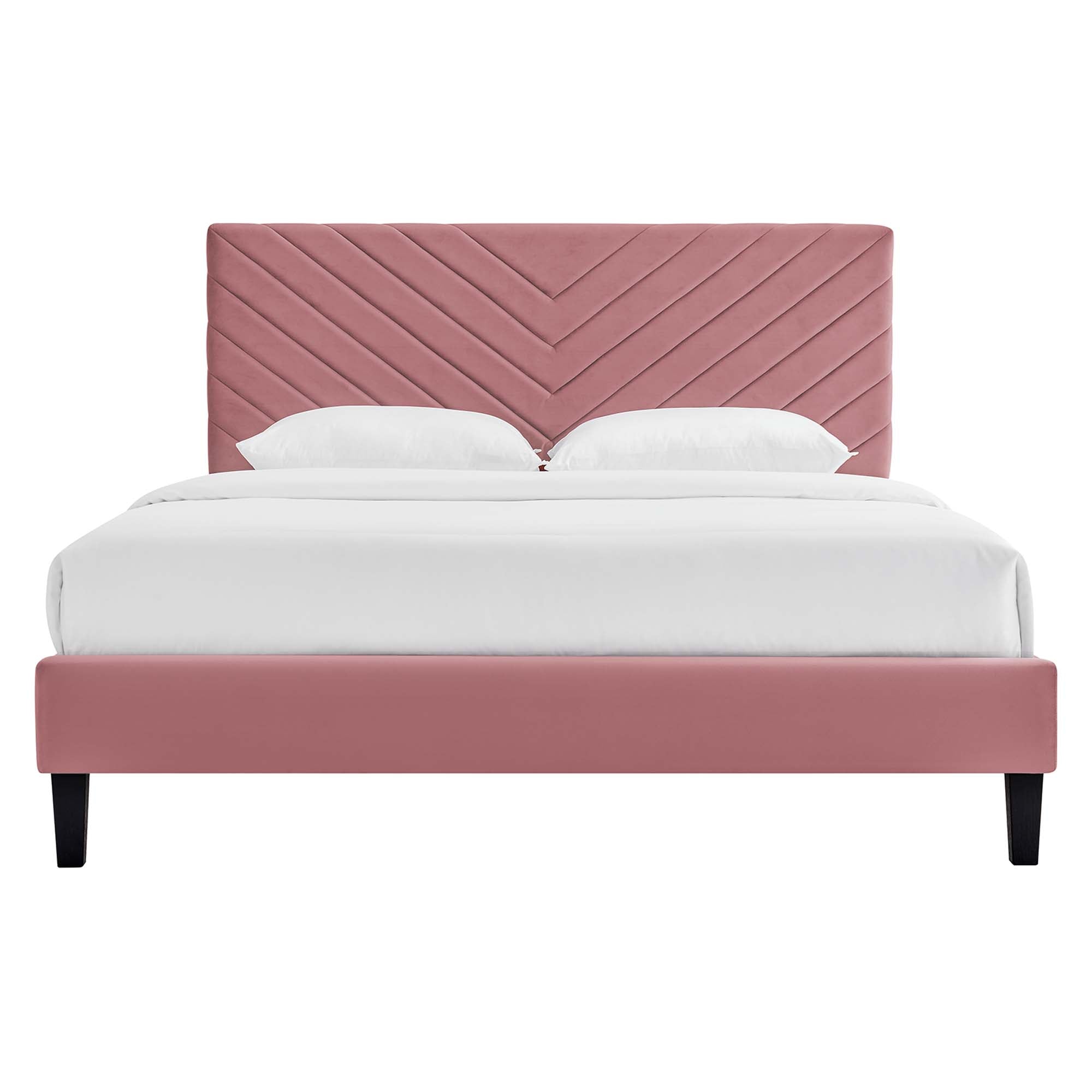 Roxanne Tapered Wood Leg Performance Velvet Platform Bed