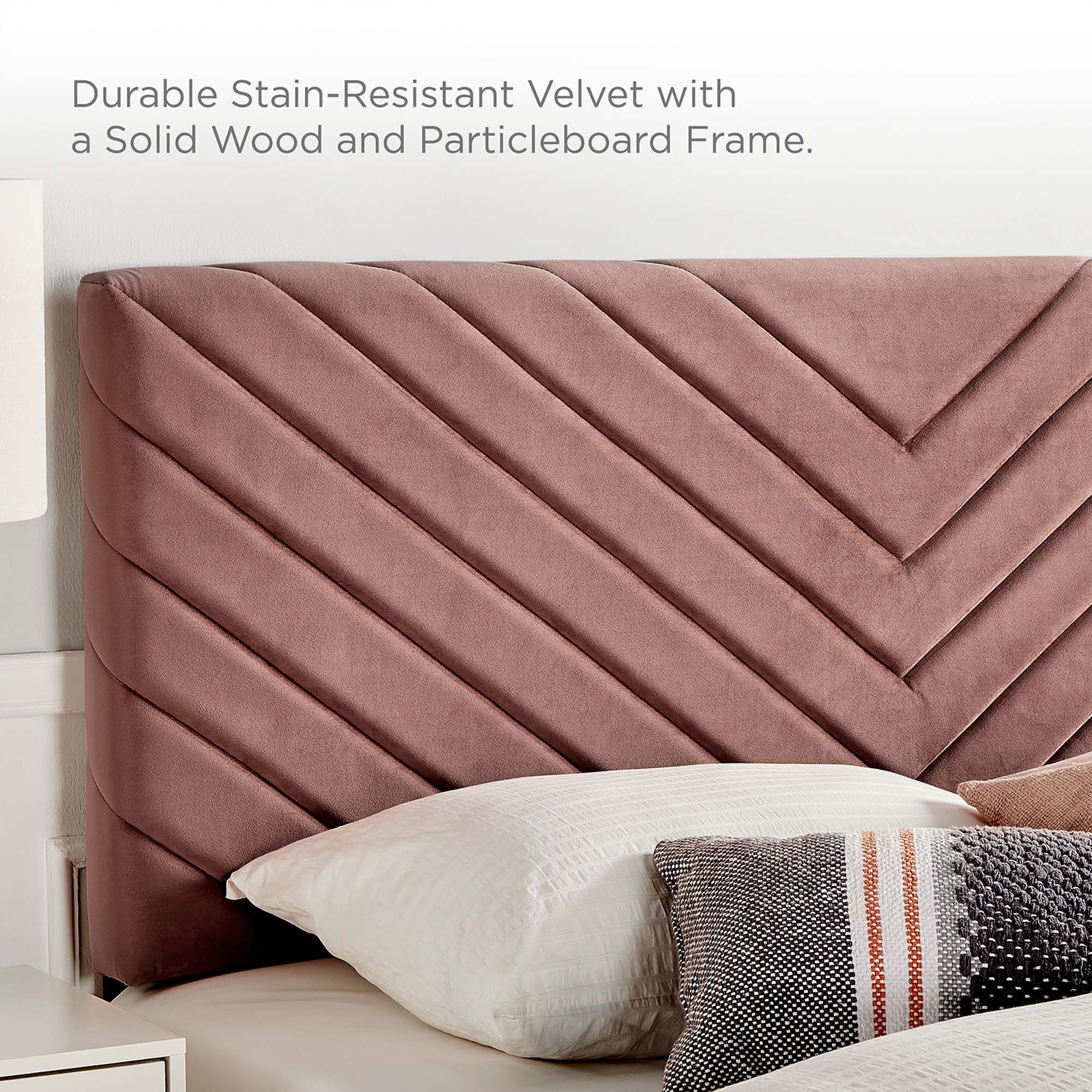 Roxanne Tapered Wood Leg Performance Velvet Platform Bed