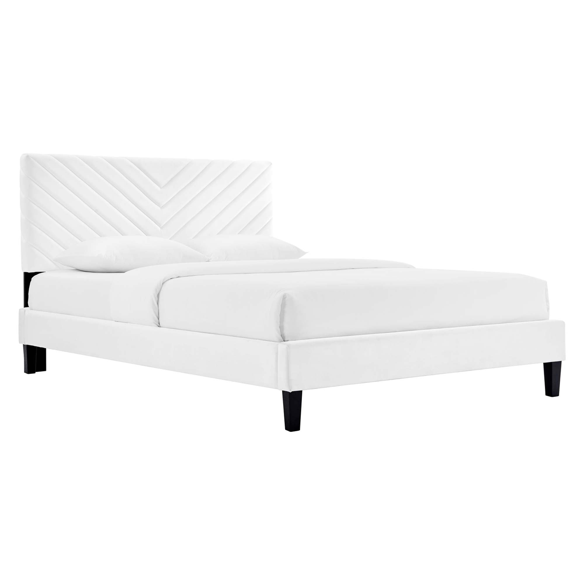 Roxanne Tapered Wood Leg Performance Velvet Platform Bed