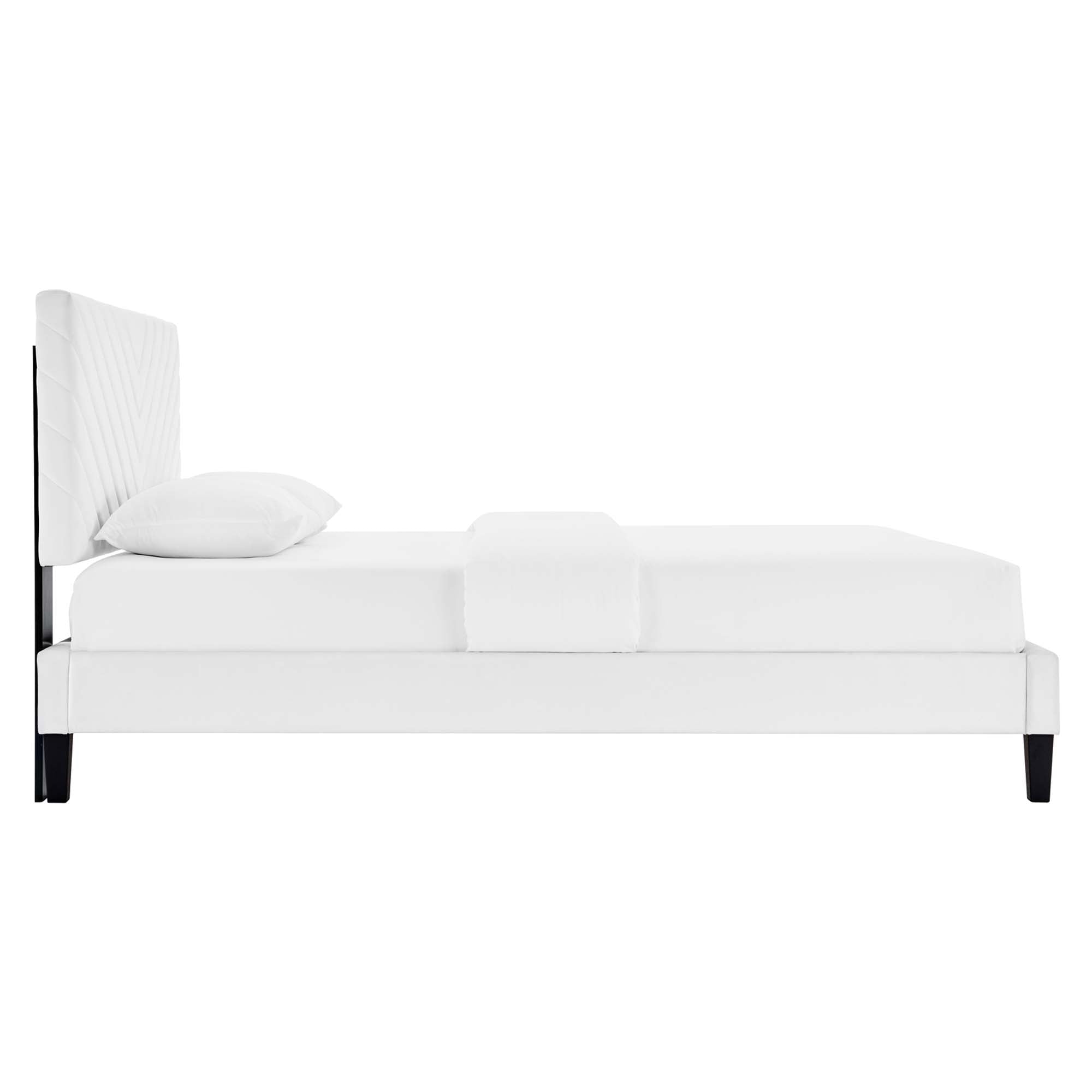 Roxanne Tapered Wood Leg Performance Velvet Platform Bed