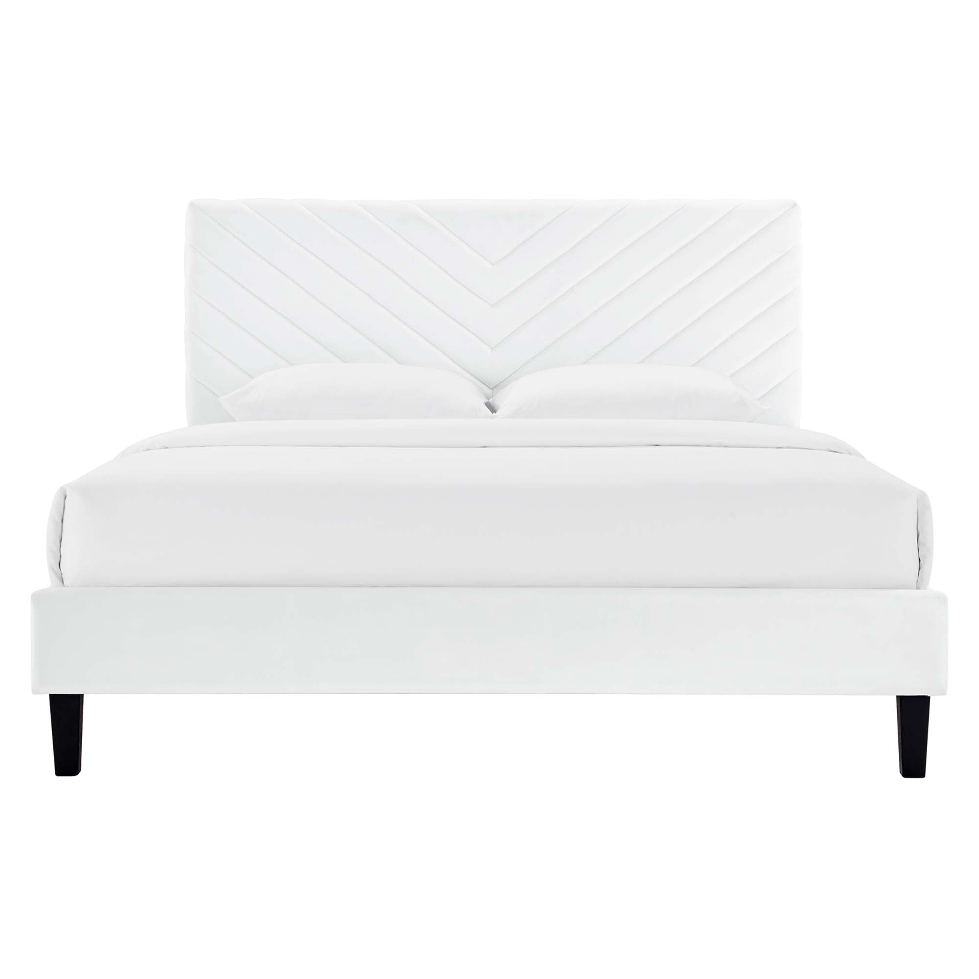 Roxanne Tapered Wood Leg Performance Velvet Platform Bed