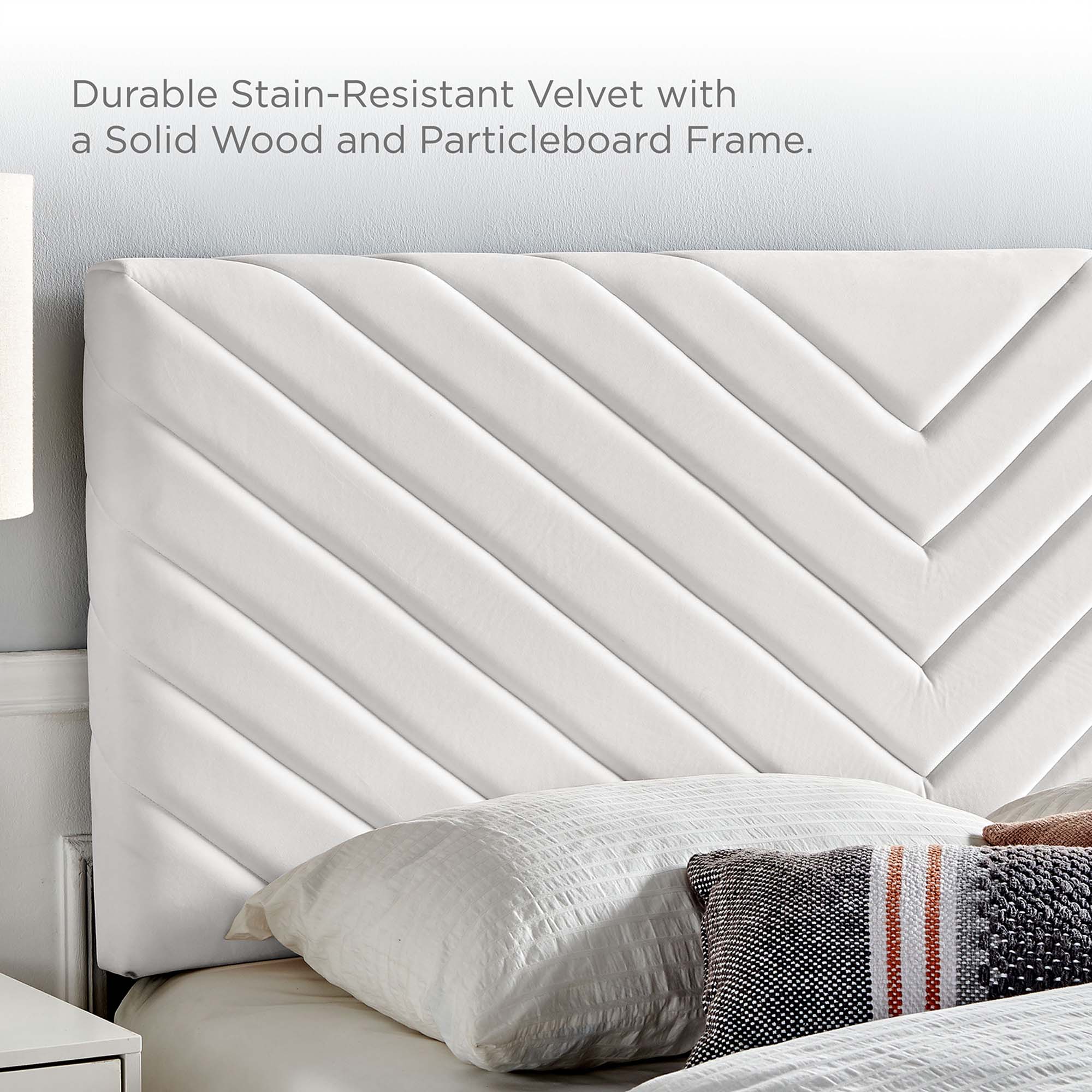 Roxanne Tapered Wood Leg Performance Velvet Platform Bed