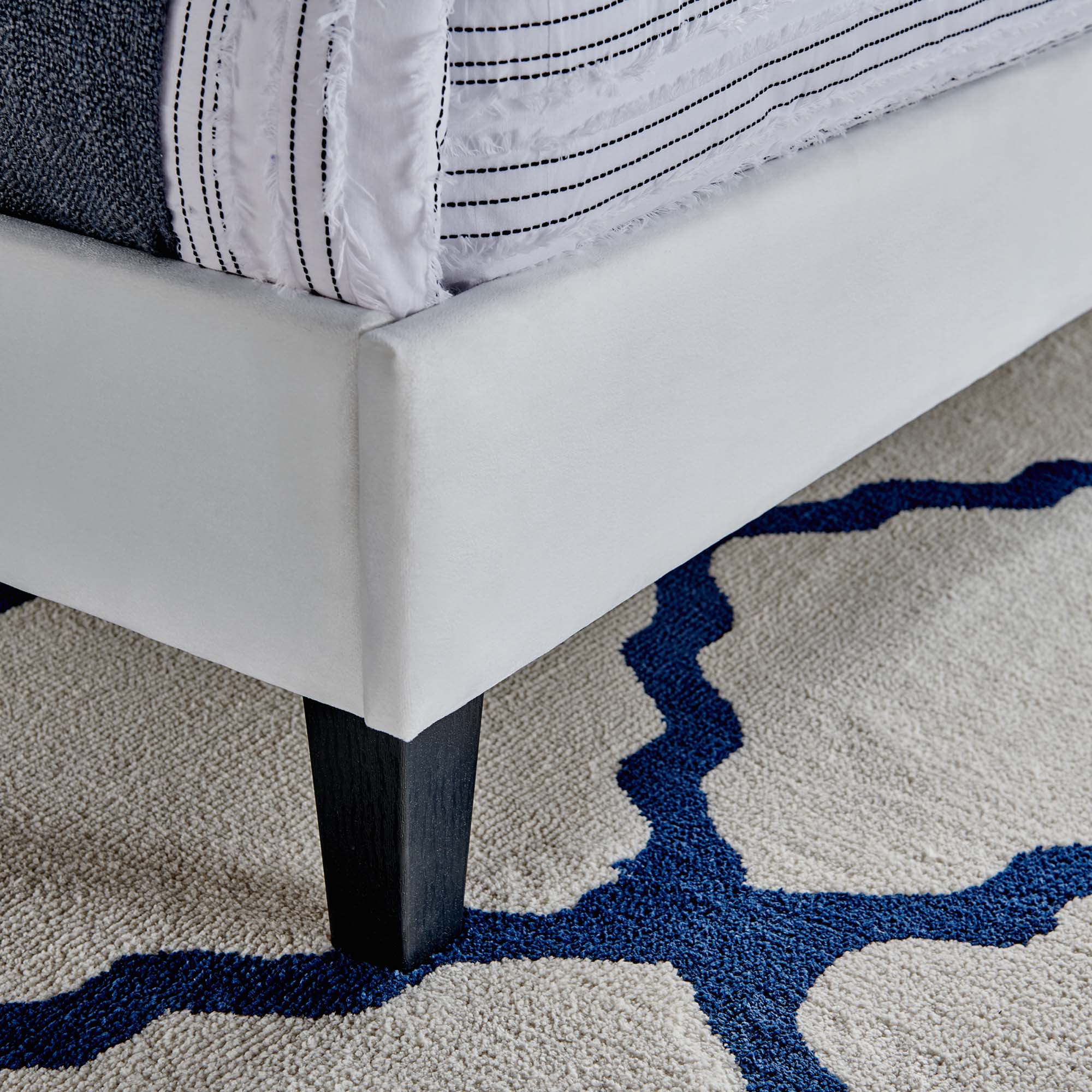 Roxanne Tapered Wood Leg Performance Velvet Platform Bed