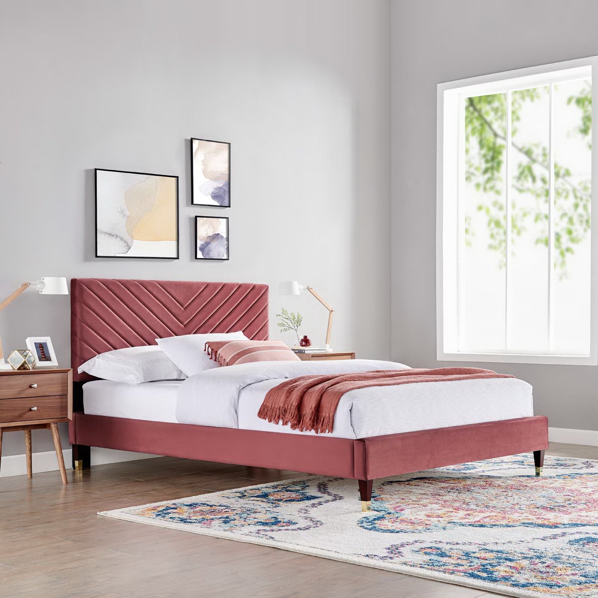 Roxanne Performance Velvet Platform Bed