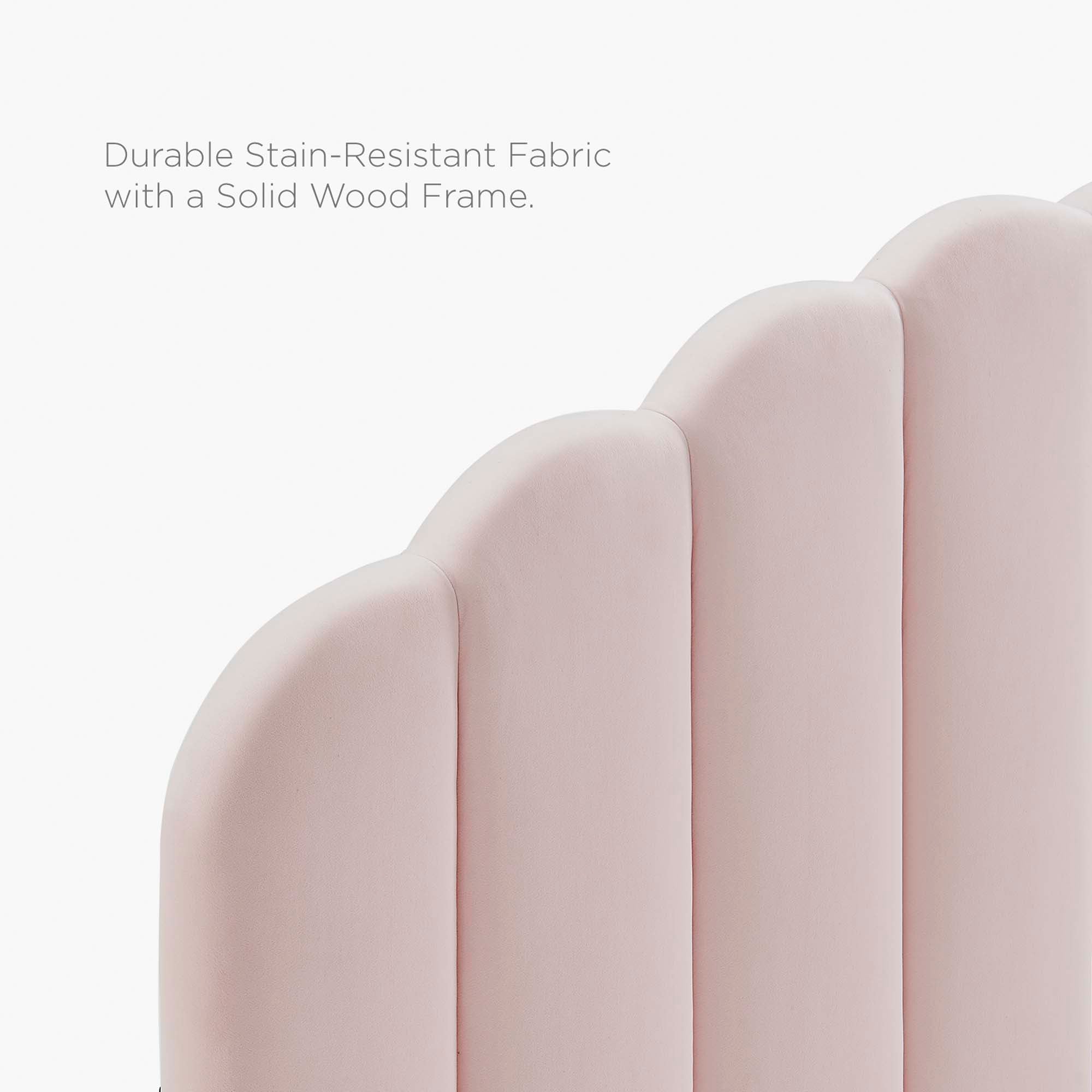 Daisy Tapered Wood Leg Performance Velvet Platform Bed