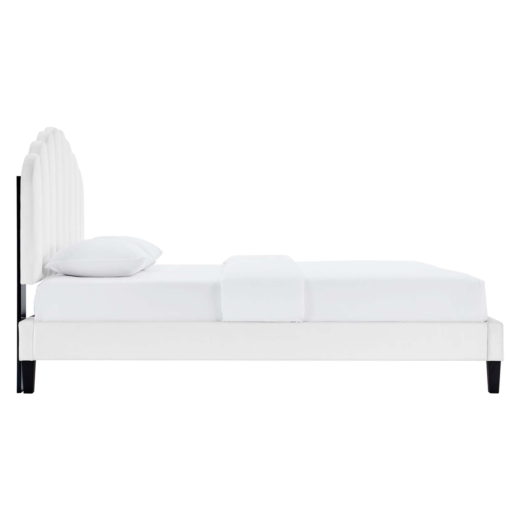 Daisy Tapered Wood Leg Performance Velvet Platform Bed
