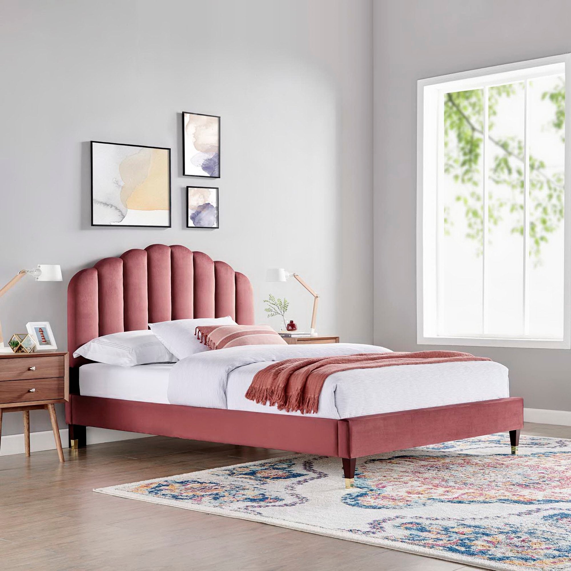 Daisy Performance Velvet Platform Bed