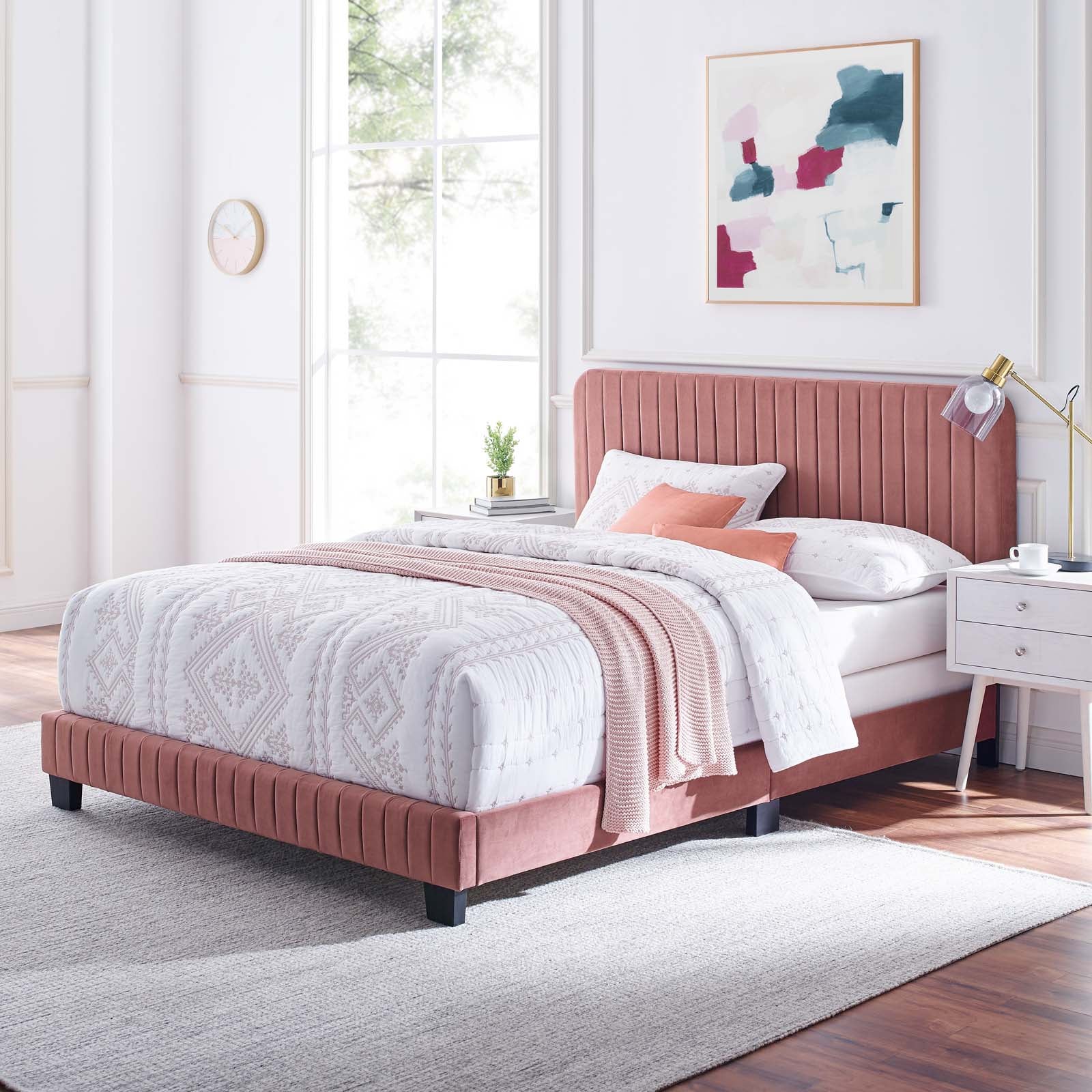 Celine Channel Tufted Performance Velvet Bed-Bed-Modway-Wall2Wall Furnishings
