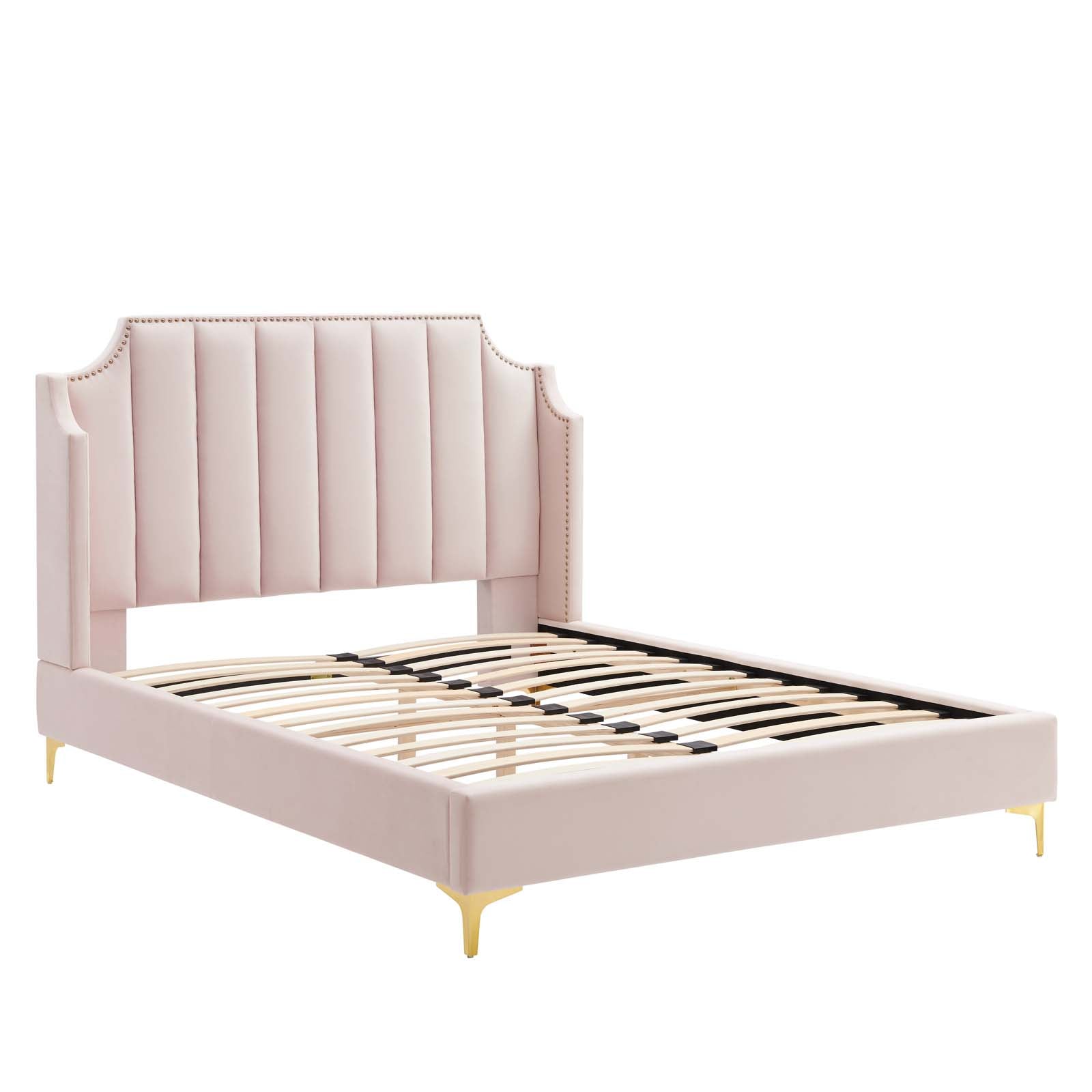 Daniella Performance Velvet Platform Bed-Bed-Modway-Wall2Wall Furnishings