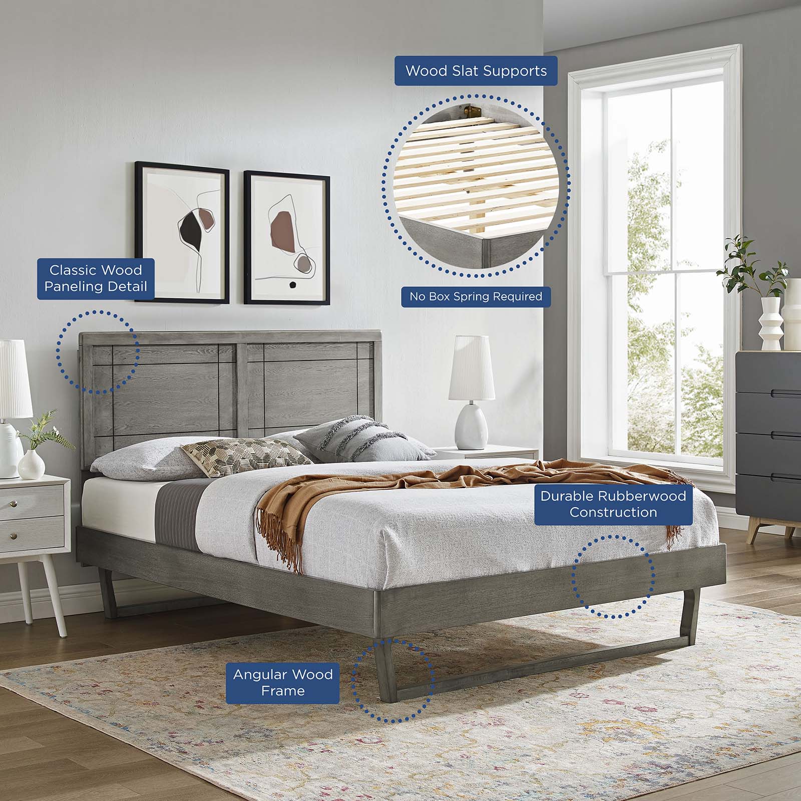 Marlee Wood Platform Bed With Angular Frame-Bed-Modway-Wall2Wall Furnishings