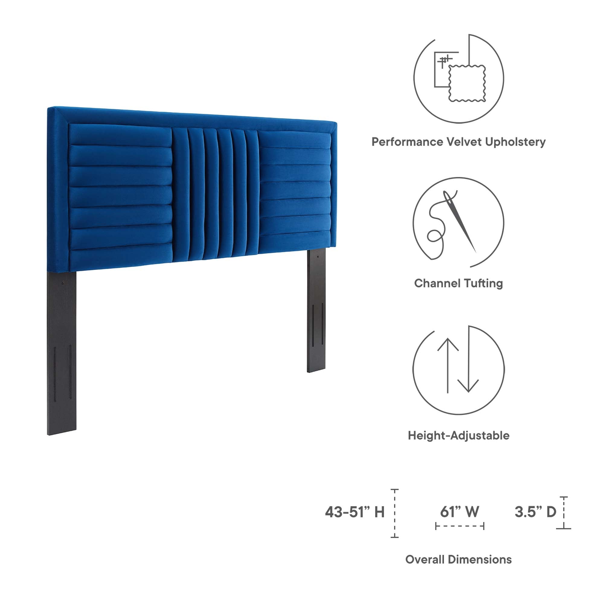 Believe Channel Tufted Performance Velvet / Headboard