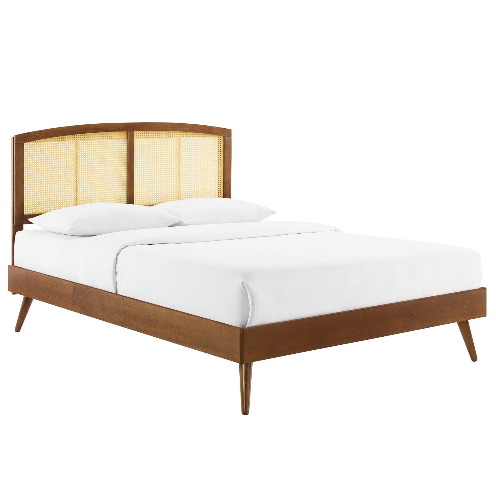 Sierra Cane and Wood Platform Bed With Splayed Legs-Bed-Modway-Wall2Wall Furnishings