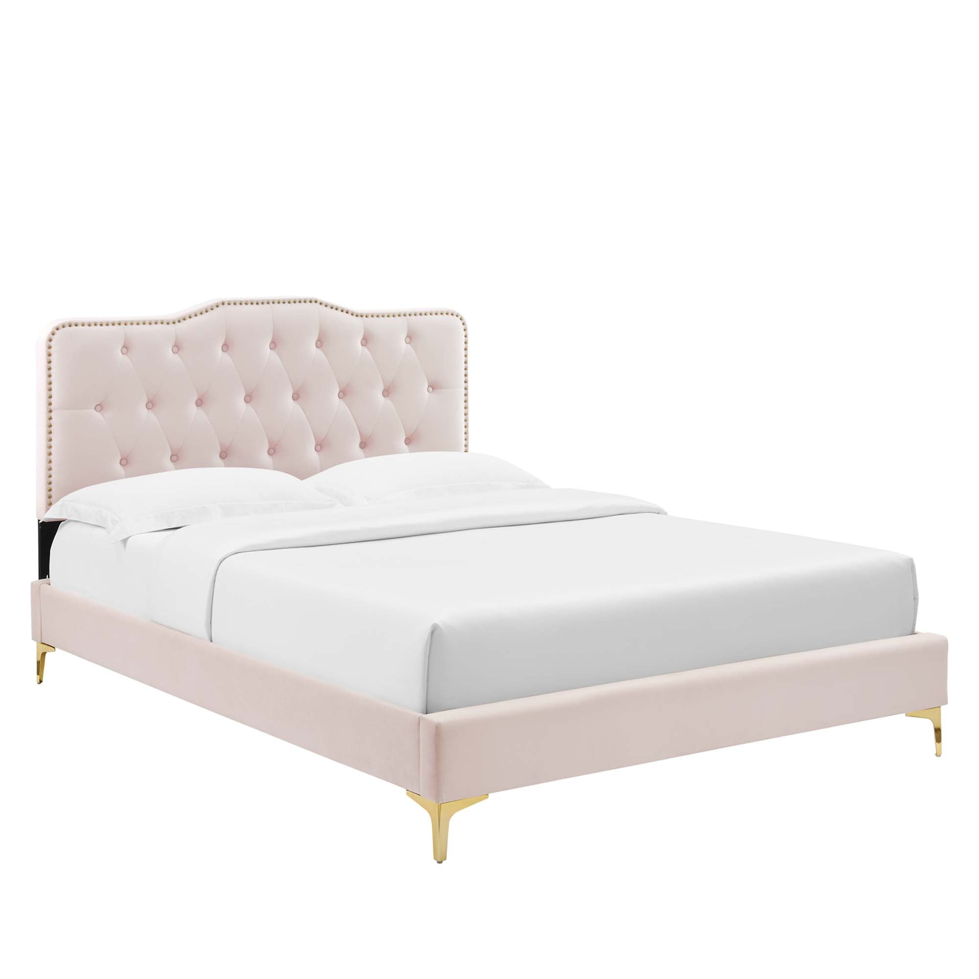 Amber Tufted Performance Velvet Platform Bed