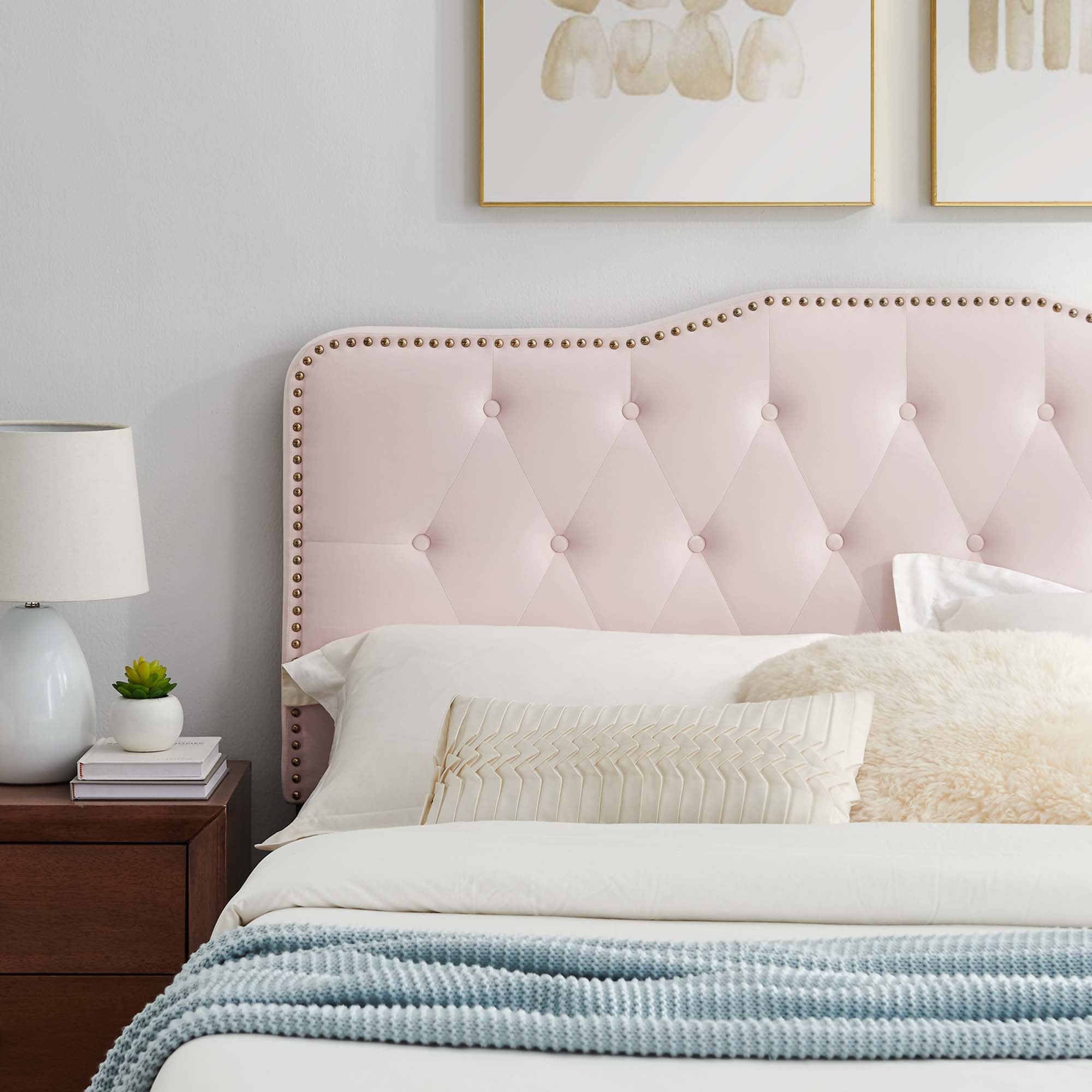 Amber Tufted Performance Velvet Platform Bed