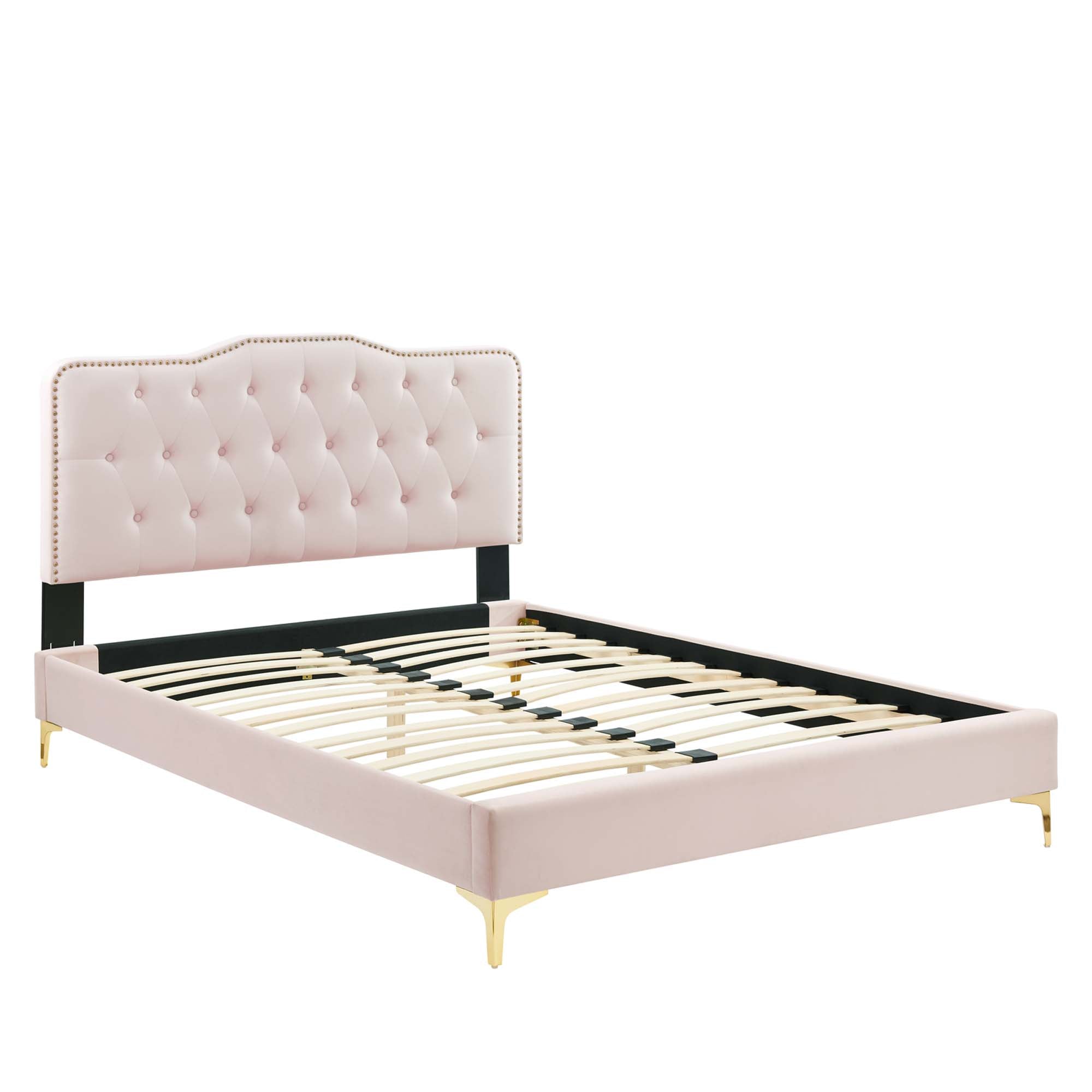 Amber Tufted Performance Velvet Platform Bed