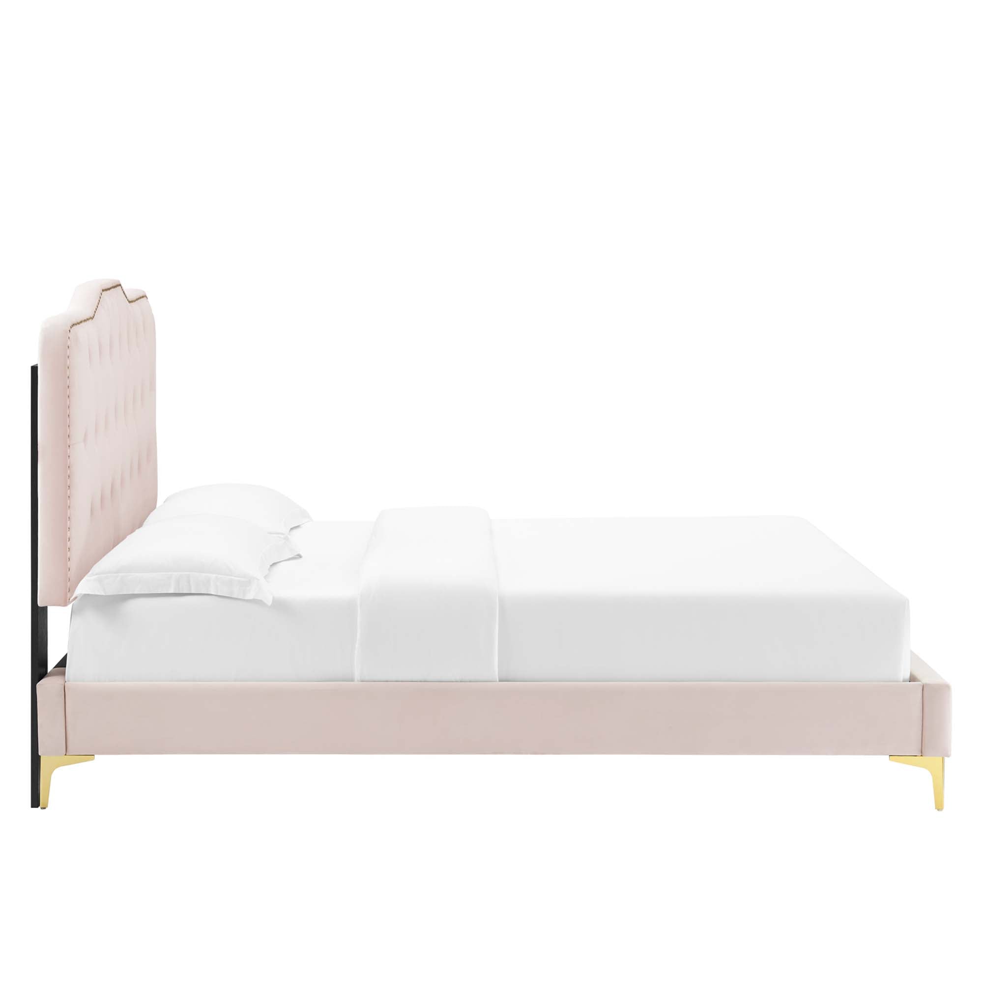 Amber Tufted Performance Velvet Platform Bed