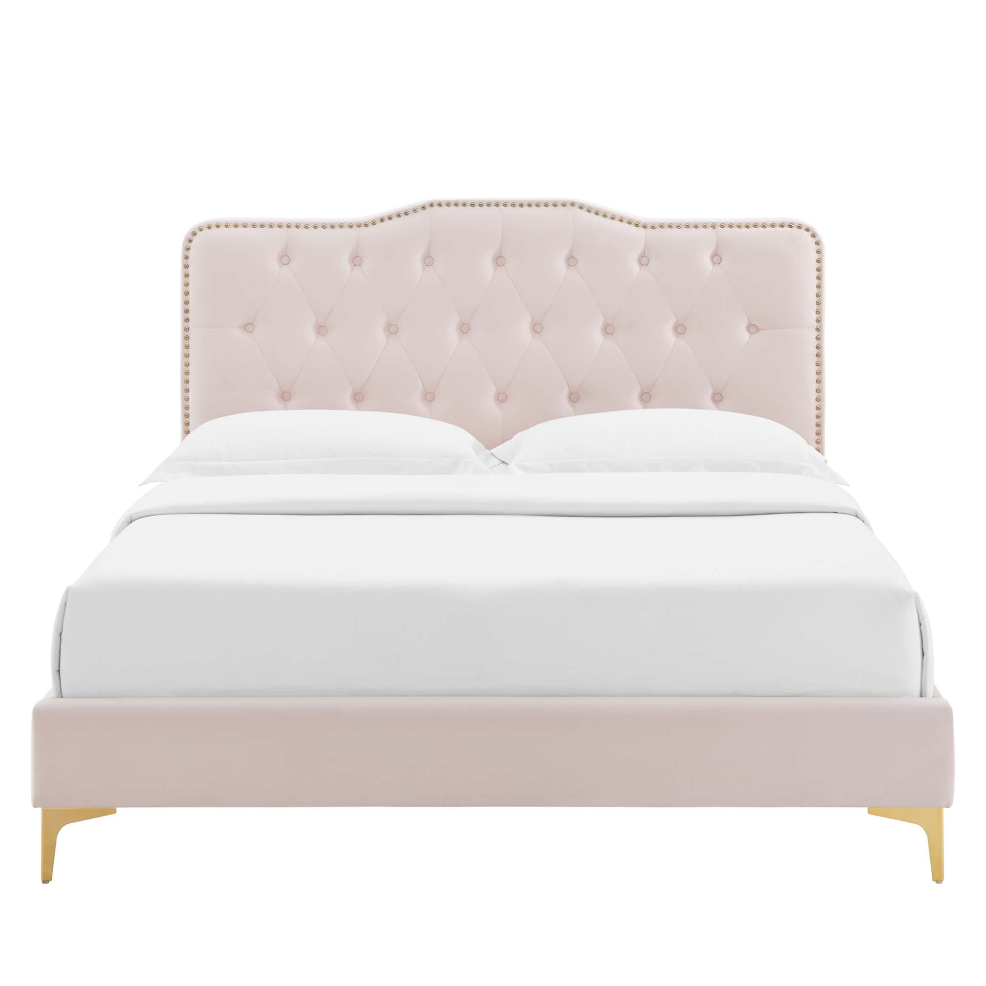 Amber Tufted Performance Velvet Platform Bed