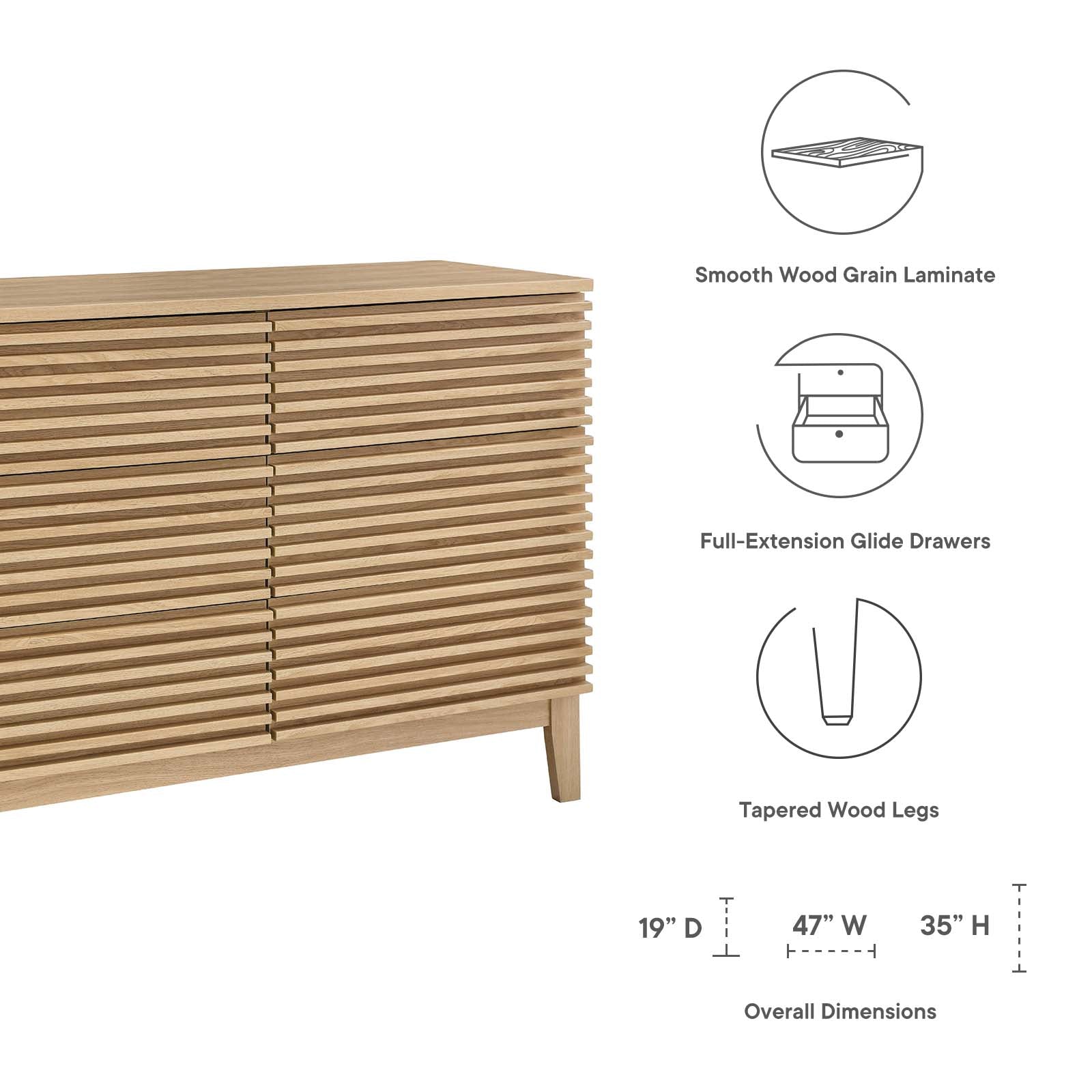 Render 6-Drawer Dresser-Dresser-Modway-Wall2Wall Furnishings