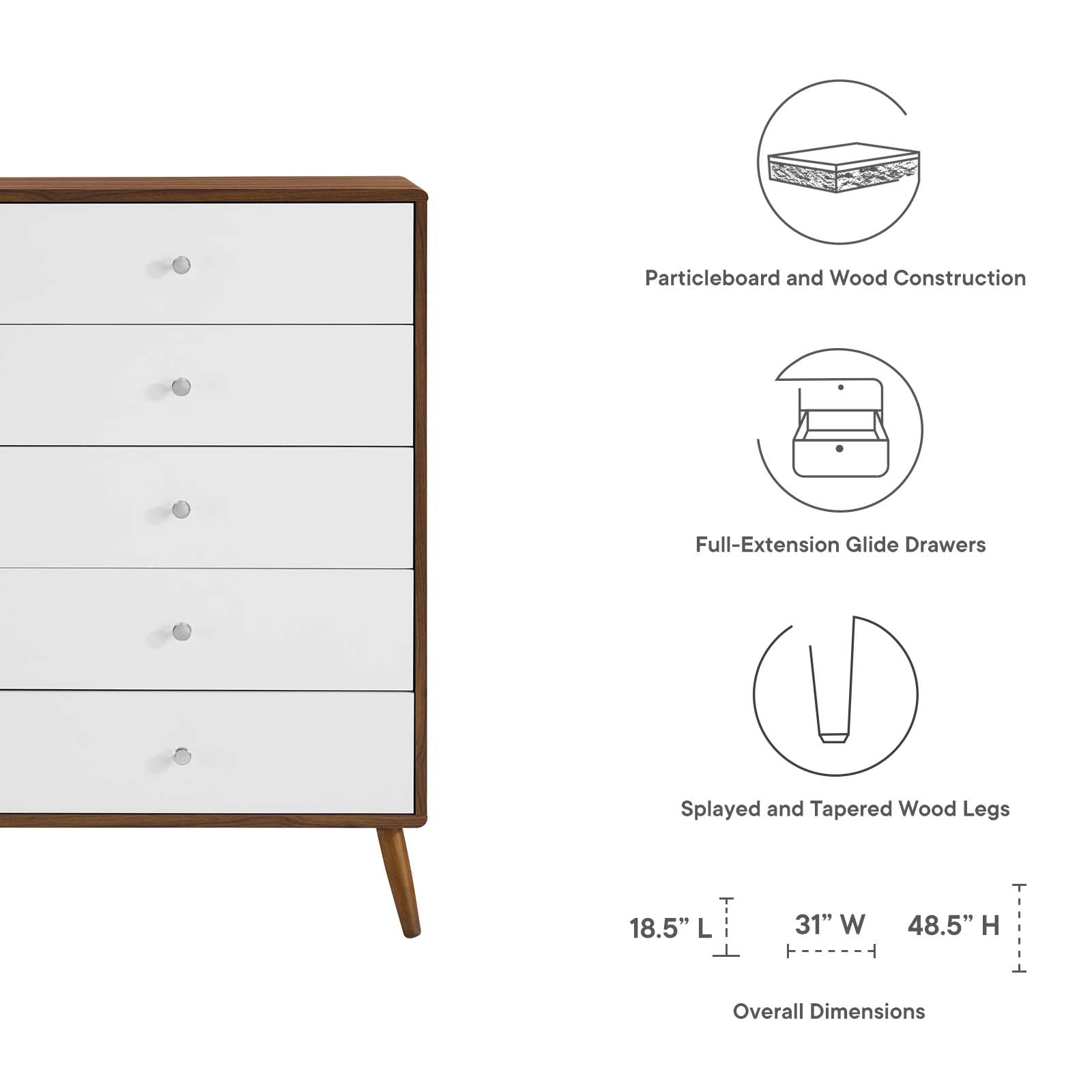 Transmit 5-Drawer Chest-Chest-Modway-Wall2Wall Furnishings