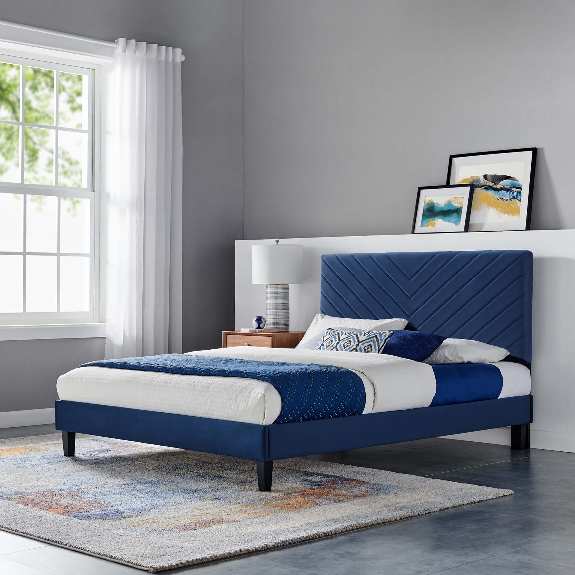 Roxanne Performance Velvet Platform Bed