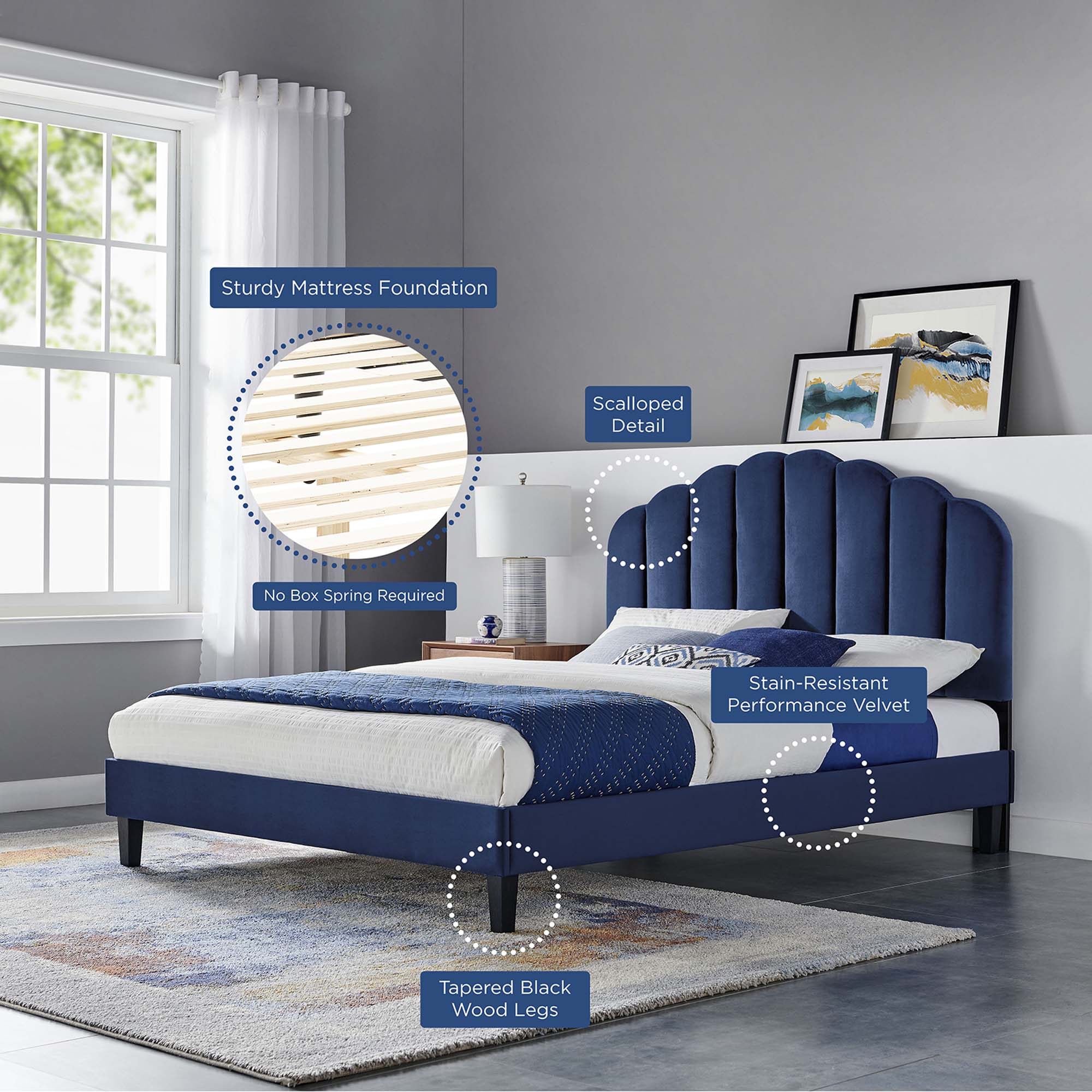 Daisy Performance Velvet Platform Bed