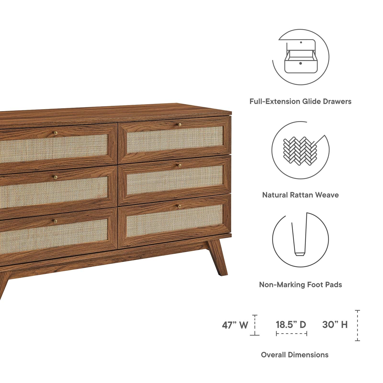 Soma 6-Drawer Dresser-Dresser-Modway-Wall2Wall Furnishings
