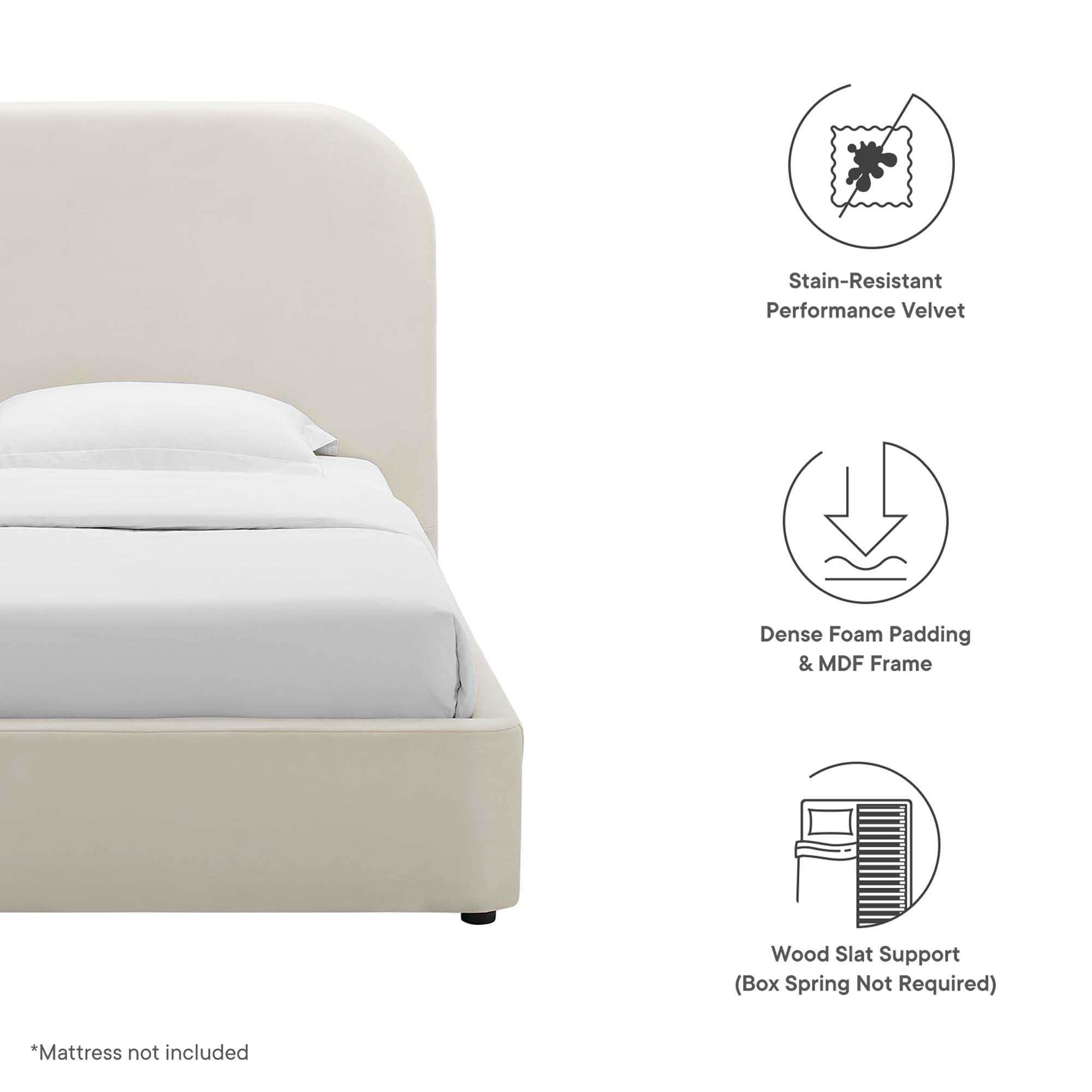 Keynote Performance Velvet Curved Platform Bed