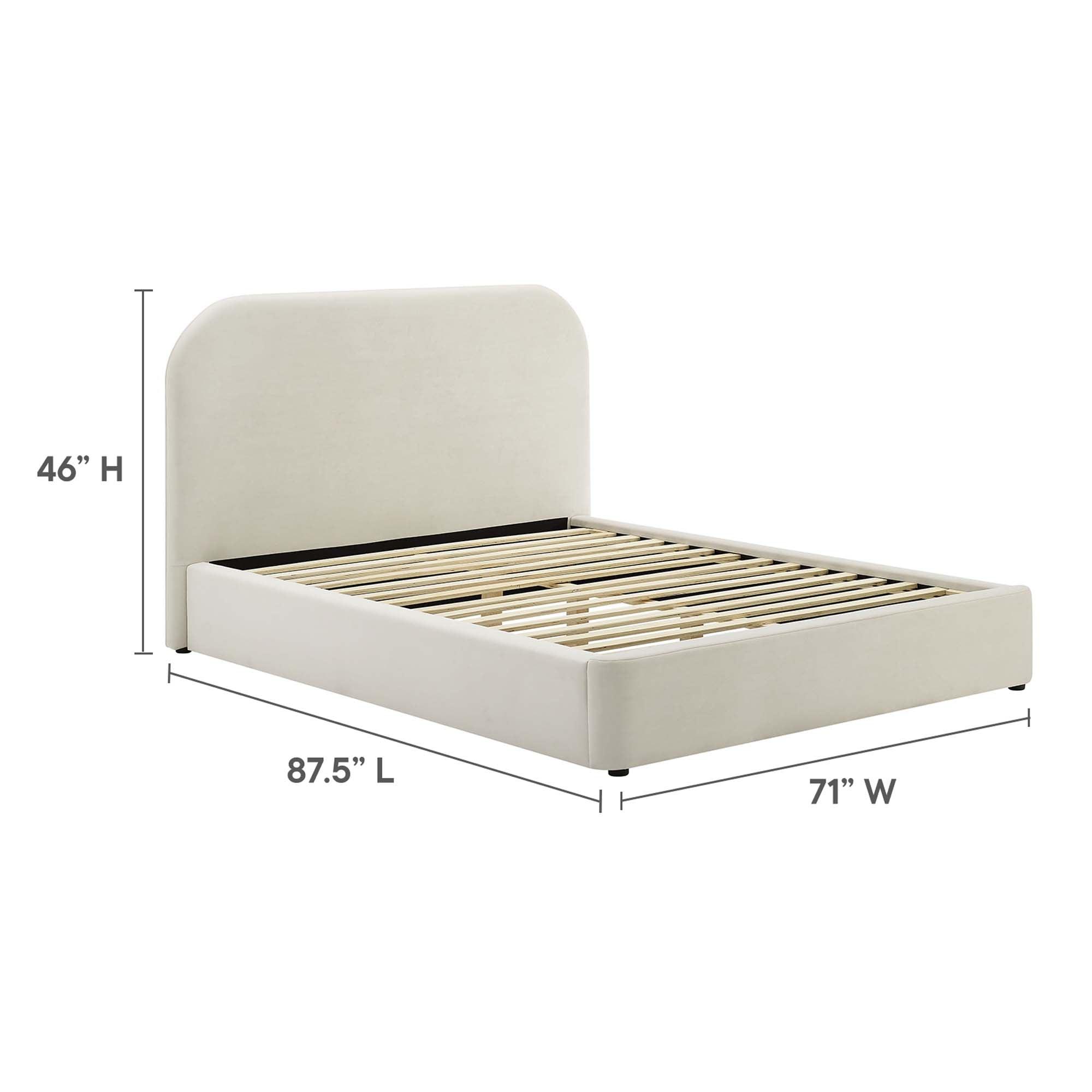 Keynote Performance Velvet Curved Platform Bed