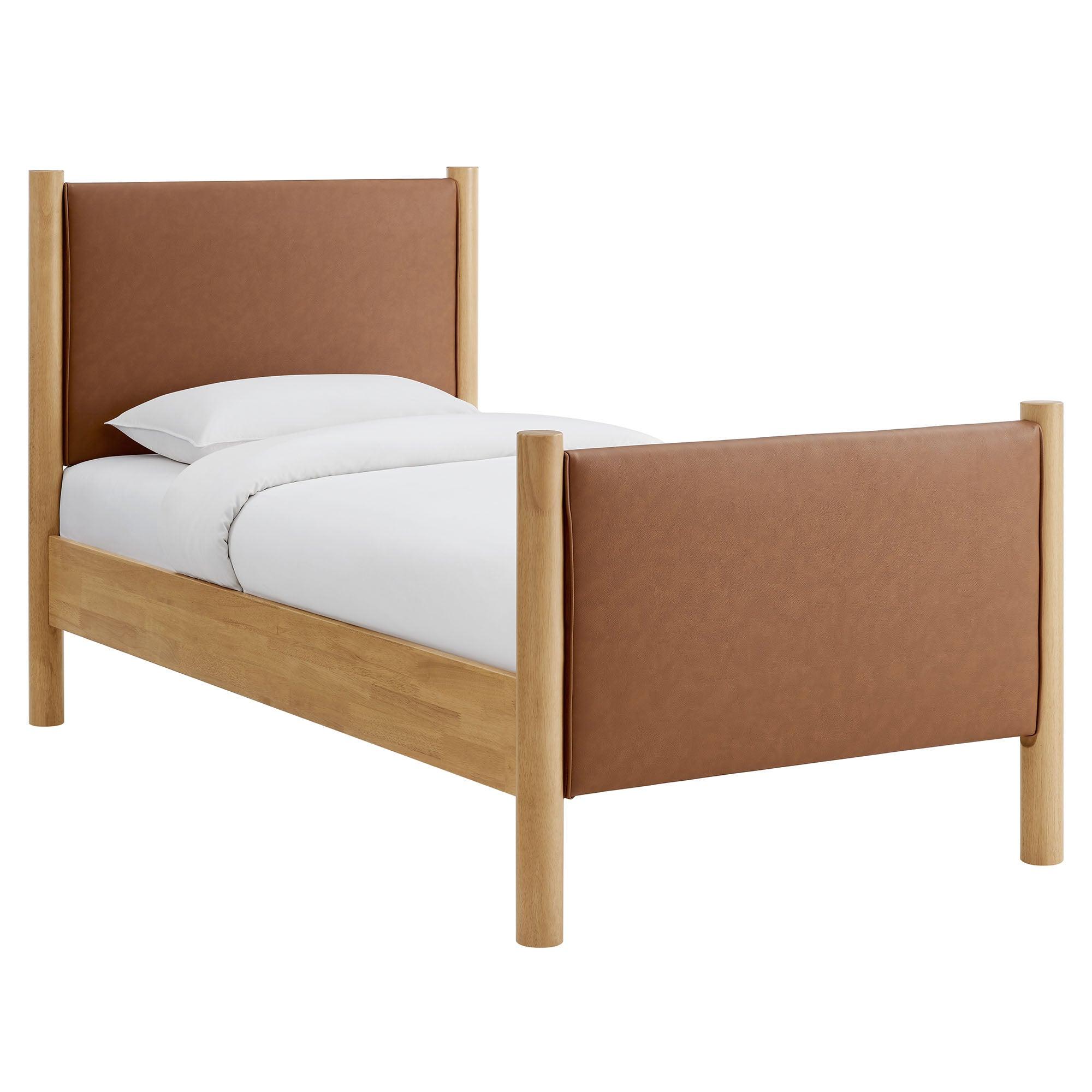 Maven Size Vegan Leather Upholstered Platform Bed