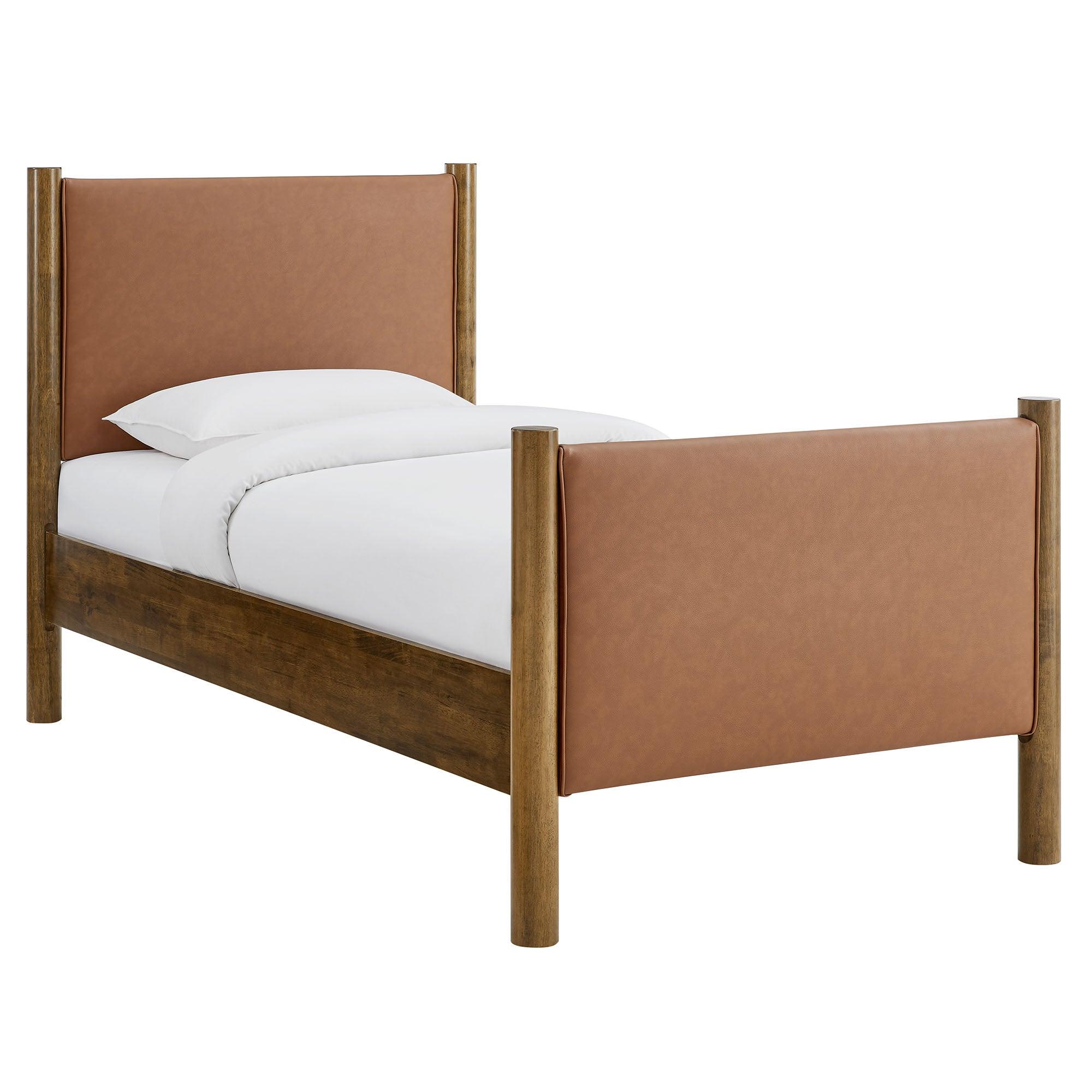 Maven Size Vegan Leather Upholstered Platform Bed