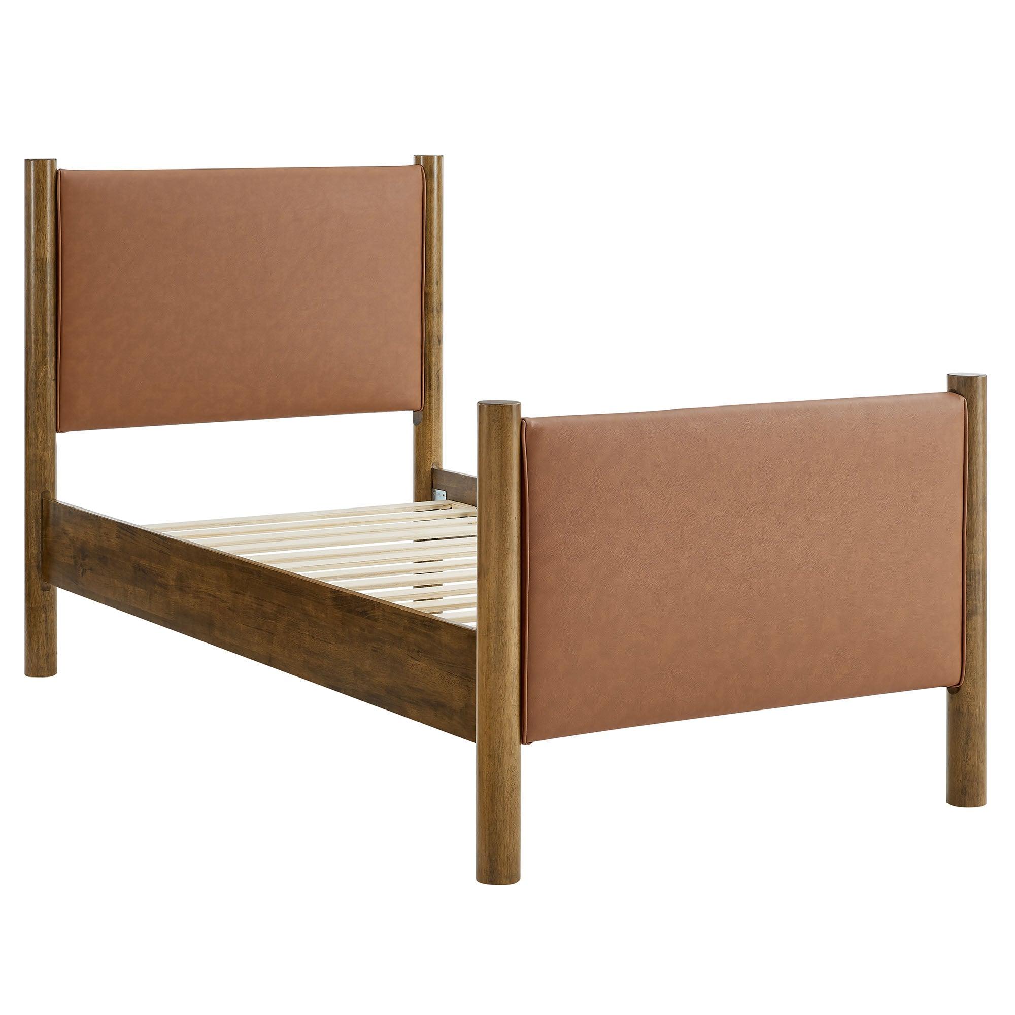 Maven Size Vegan Leather Upholstered Platform Bed