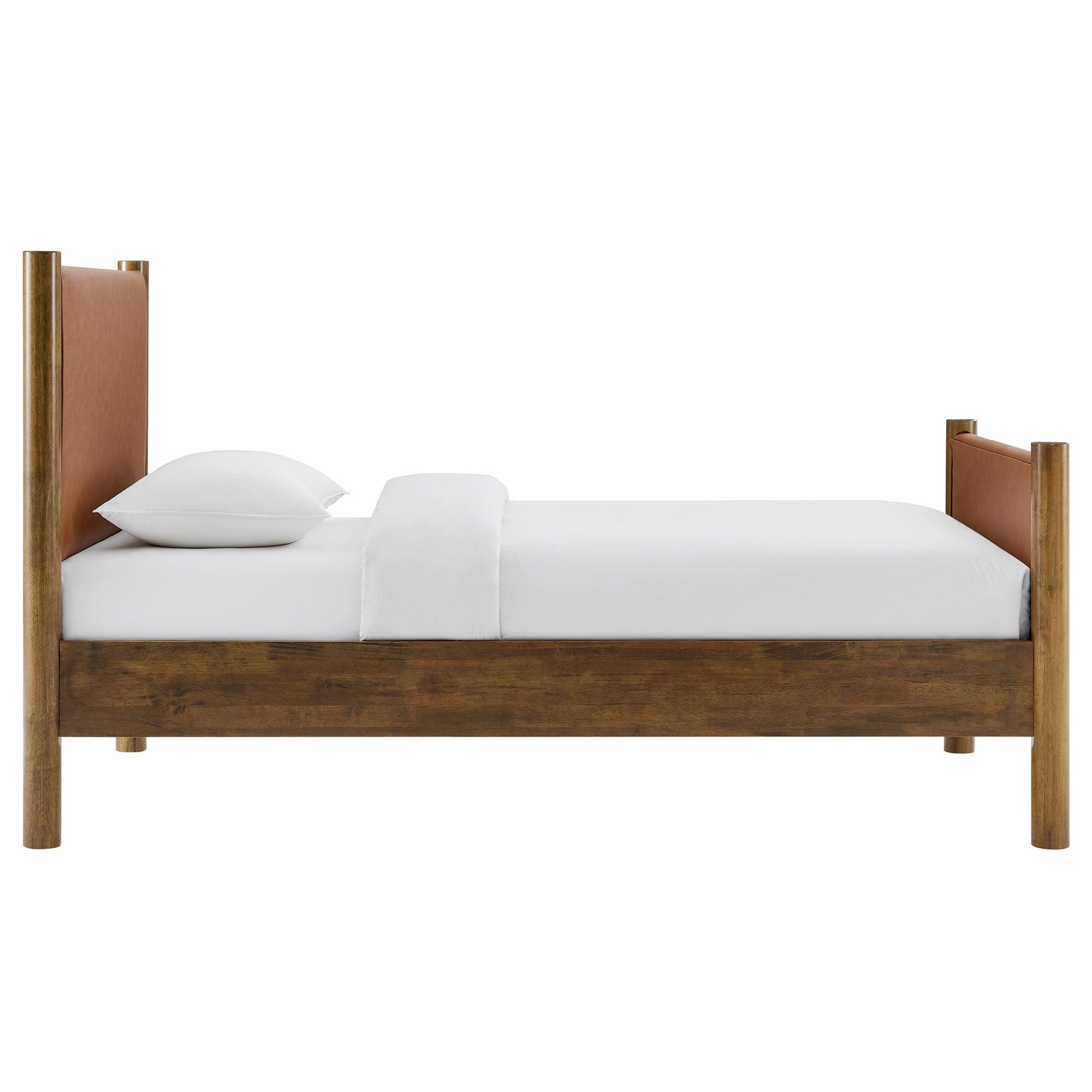Maven Size Vegan Leather Upholstered Platform Bed