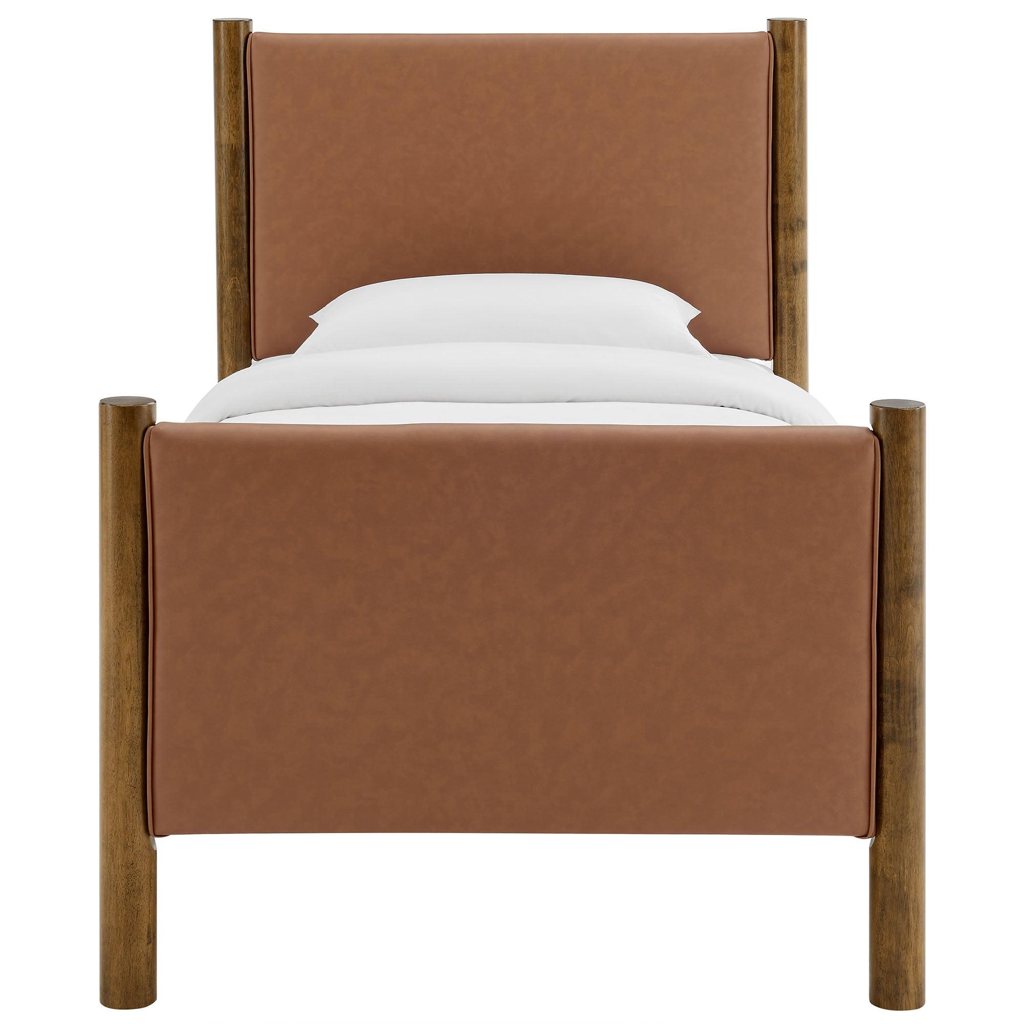 Maven Size Vegan Leather Upholstered Platform Bed